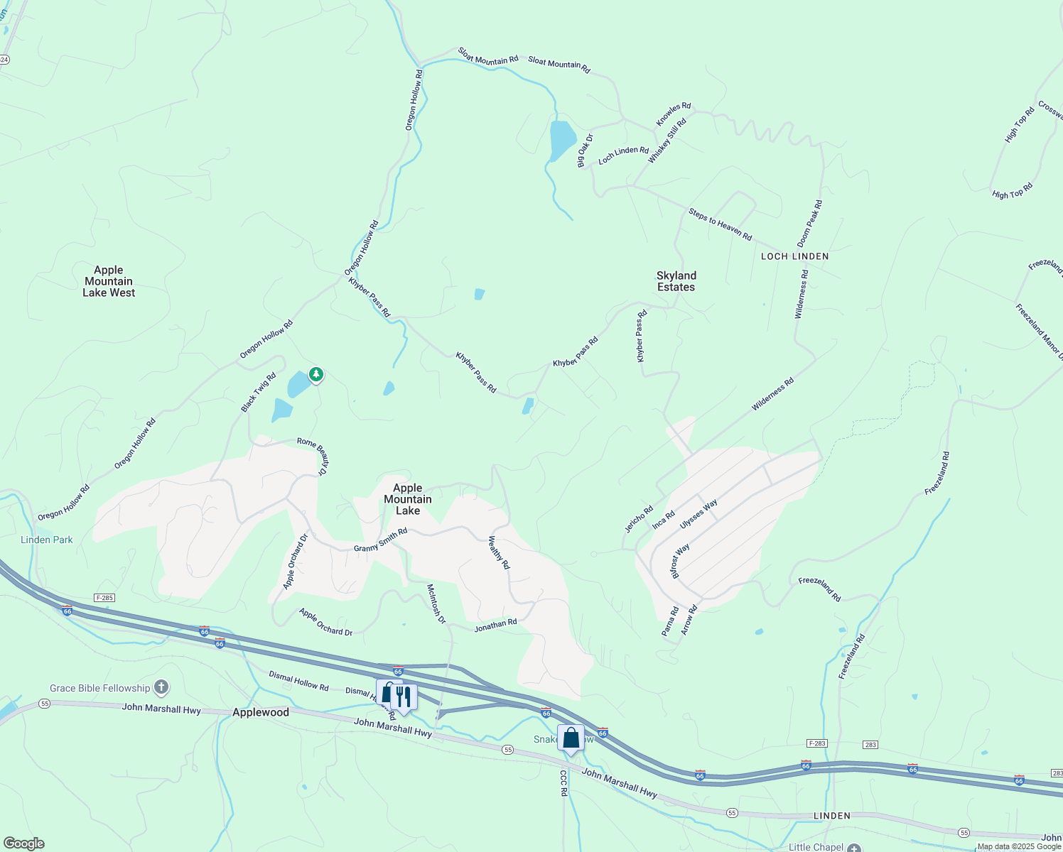 map of restaurants, bars, coffee shops, grocery stores, and more near in Warren County