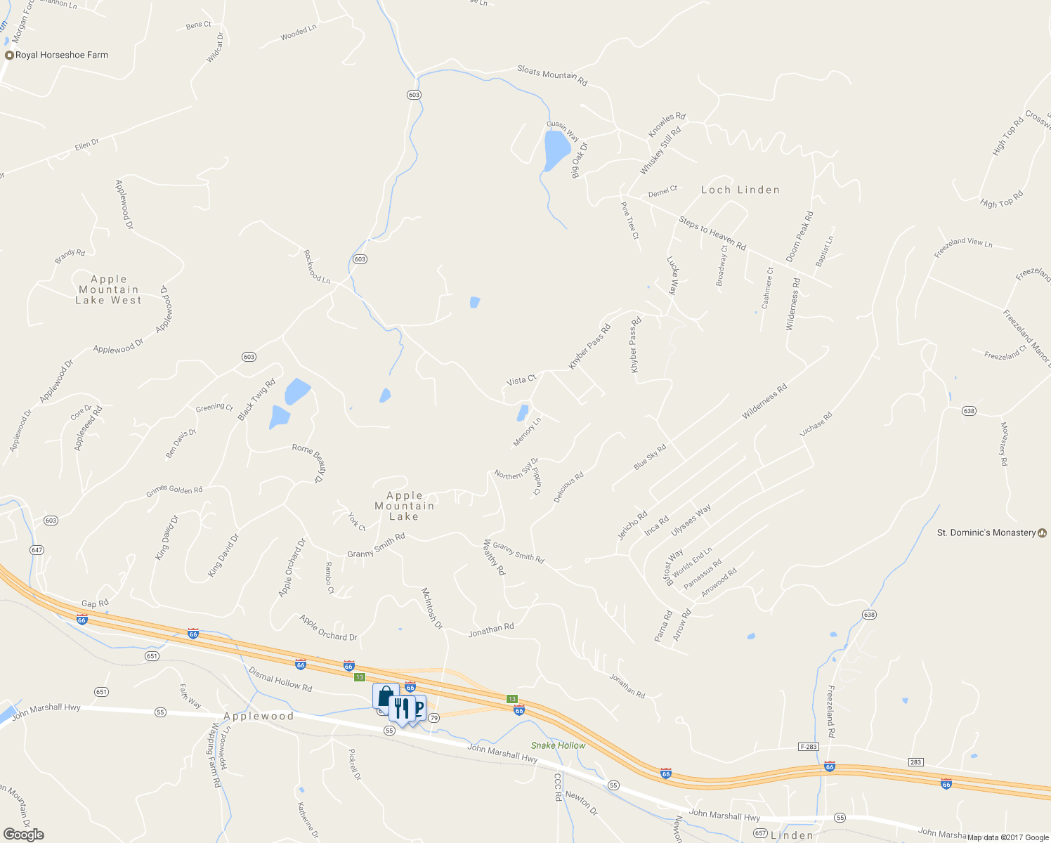 map of restaurants, bars, coffee shops, grocery stores, and more near Lagoon Road in Linden