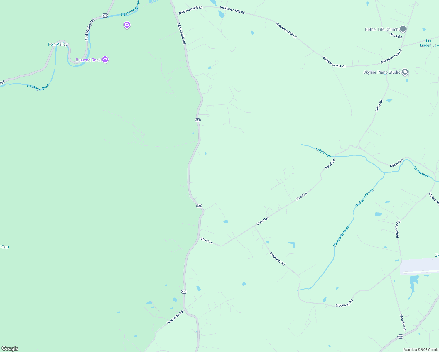 map of restaurants, bars, coffee shops, grocery stores, and more near 2122 Mountain Road in Front Royal