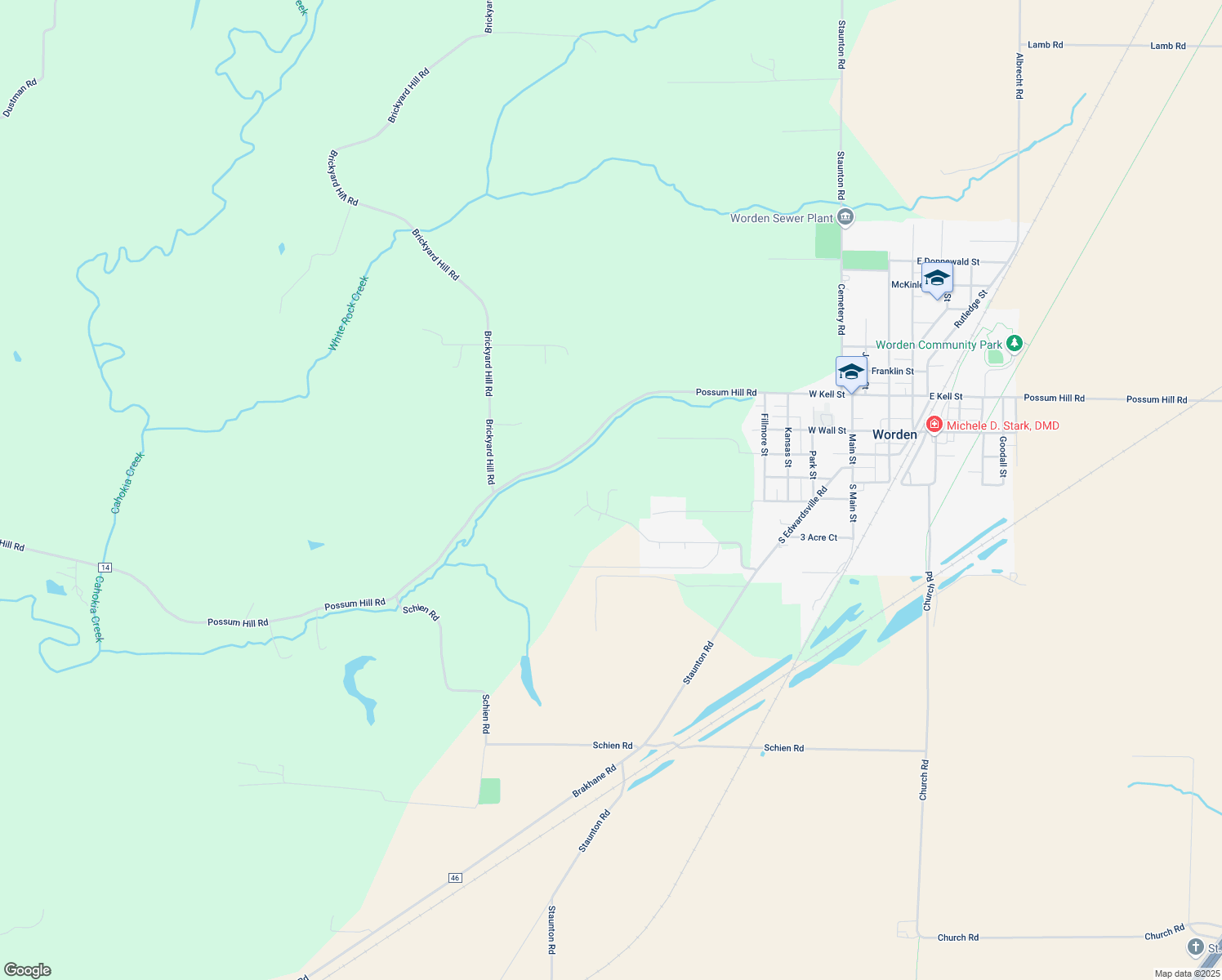 map of restaurants, bars, coffee shops, grocery stores, and more near 7509 Pinnacle Drive in Worden