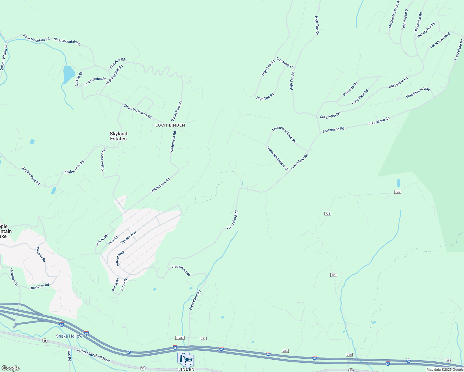 map of restaurants, bars, coffee shops, grocery stores, and more near Big Oak Drive in Linden