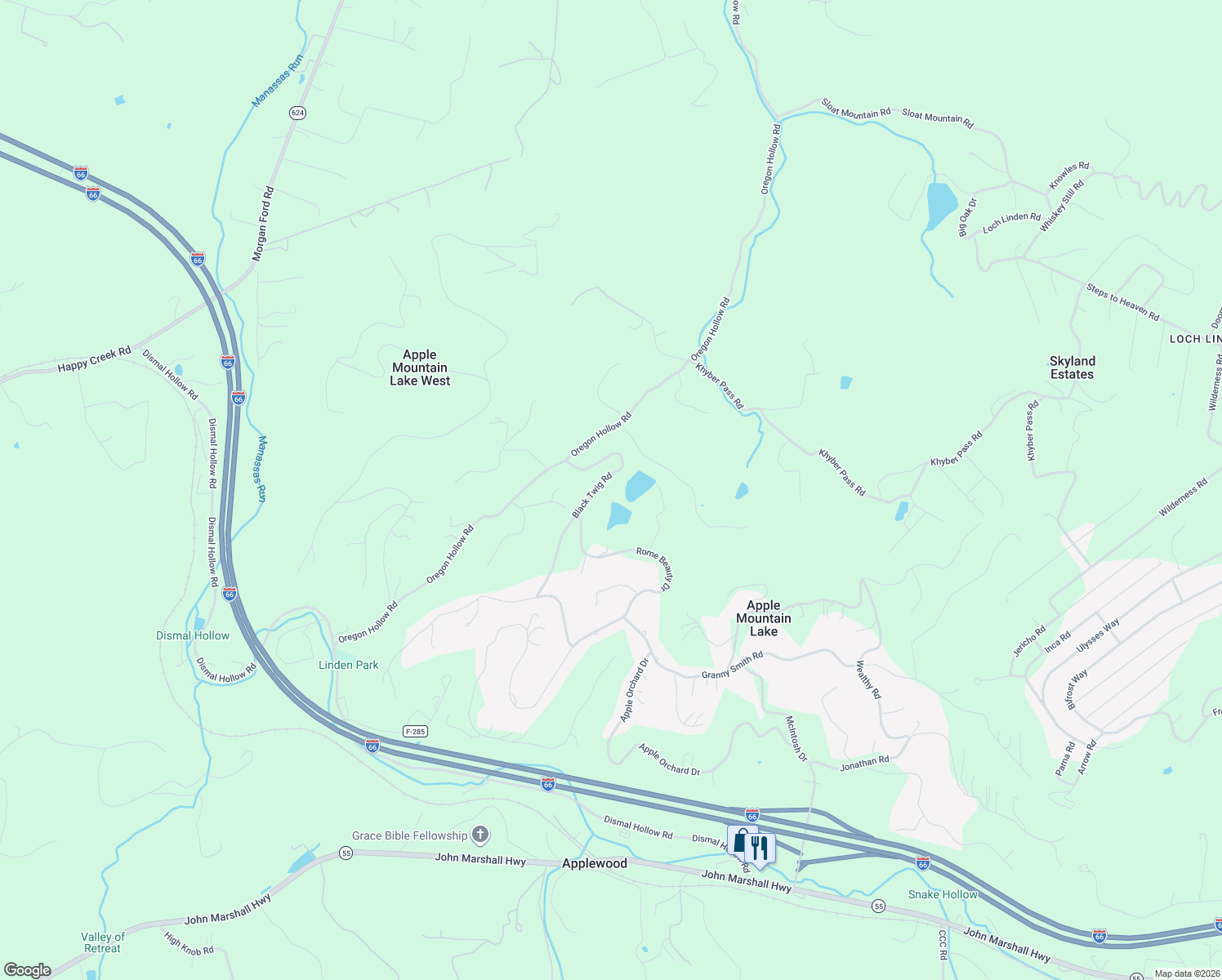 map of restaurants, bars, coffee shops, grocery stores, and more near 376 Black Twig Road in Linden