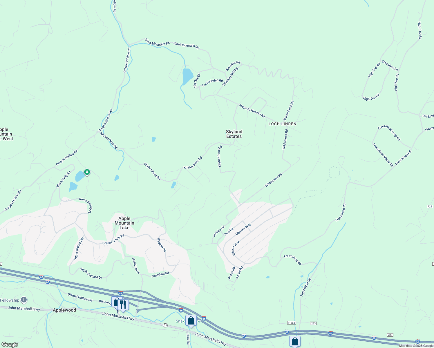 map of restaurants, bars, coffee shops, grocery stores, and more near 1540 Khyber Pass Road in Linden