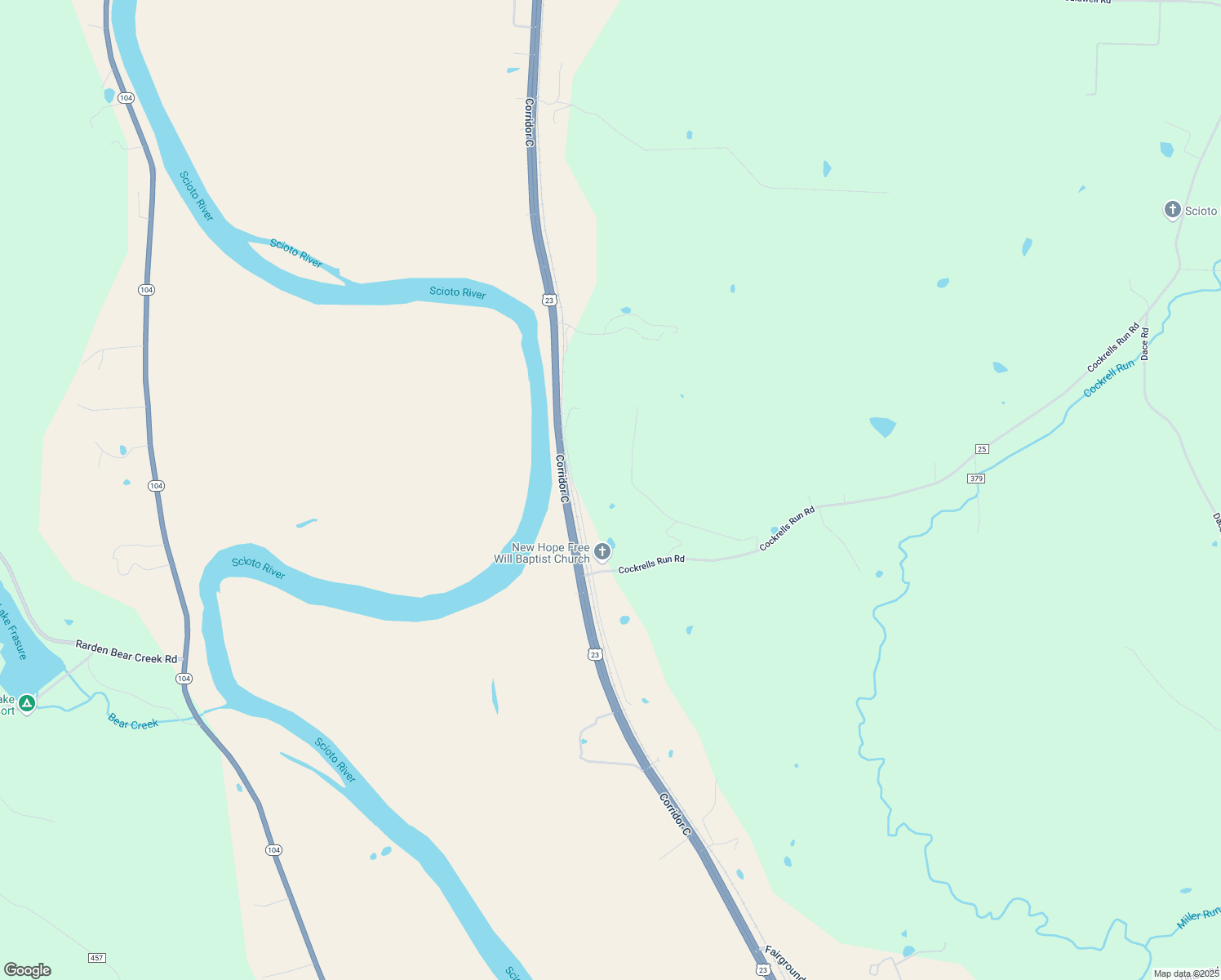 map of restaurants, bars, coffee shops, grocery stores, and more near 250 North High Street in Lucasville