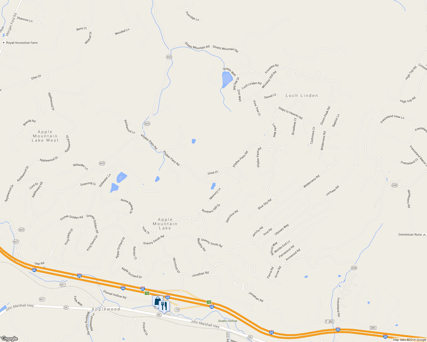 map of restaurants, bars, coffee shops, grocery stores, and more near 50 Vista Court in Linden