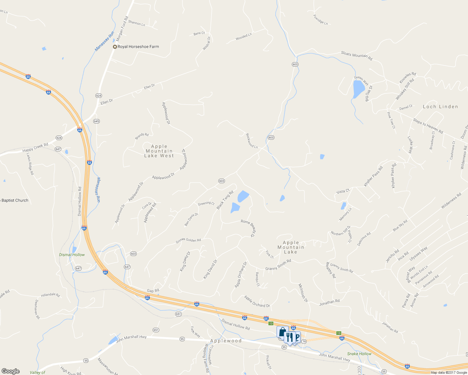 map of restaurants, bars, coffee shops, grocery stores, and more near 429 Black Twig Road in Linden