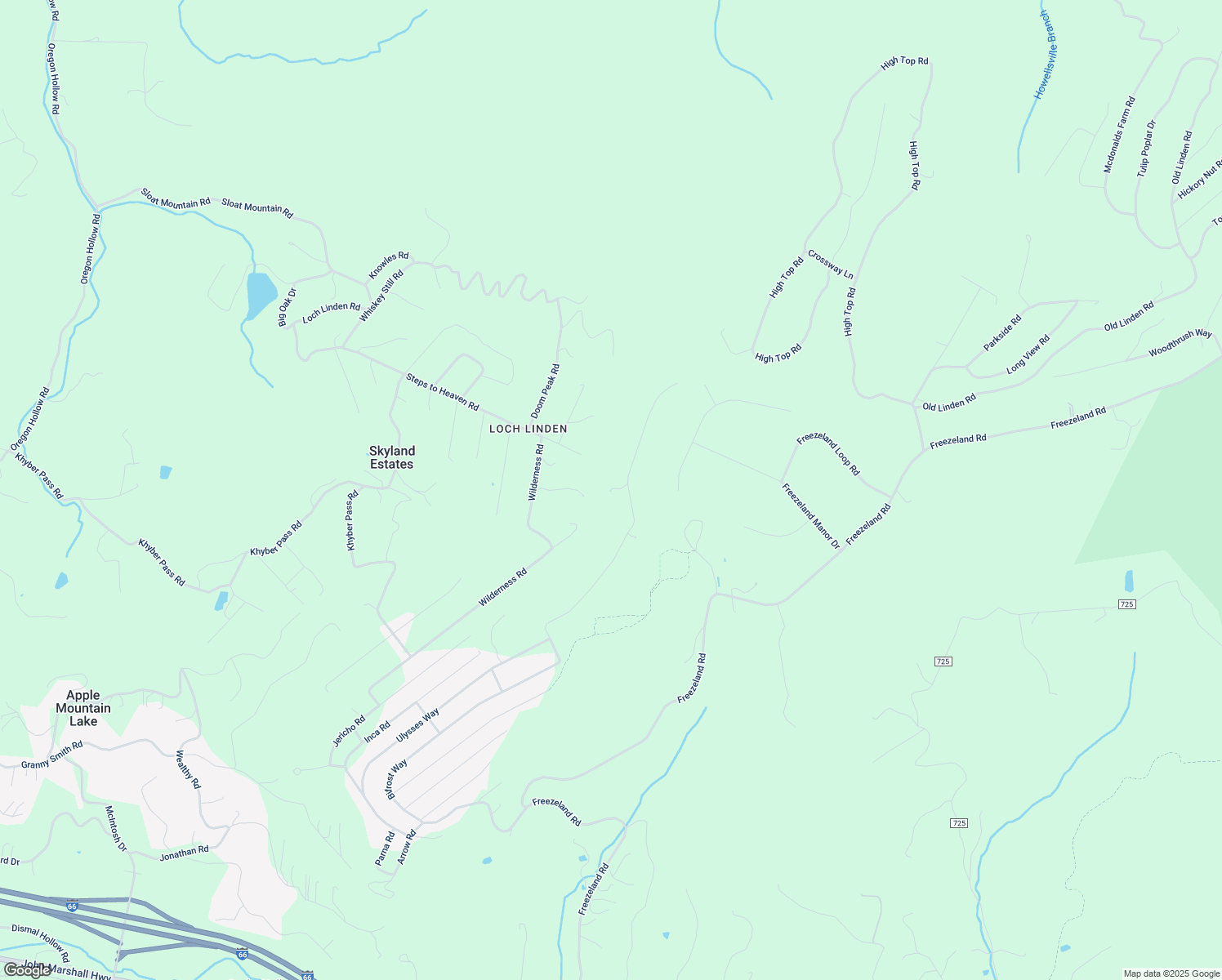 map of restaurants, bars, coffee shops, grocery stores, and more near 589 Luchase Road in Skyland Estates