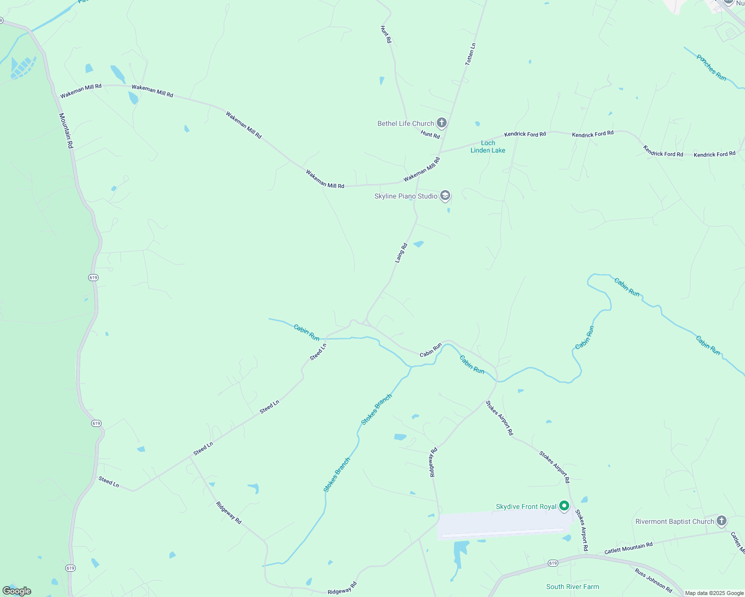 map of restaurants, bars, coffee shops, grocery stores, and more near 119 Laing Road in Front Royal