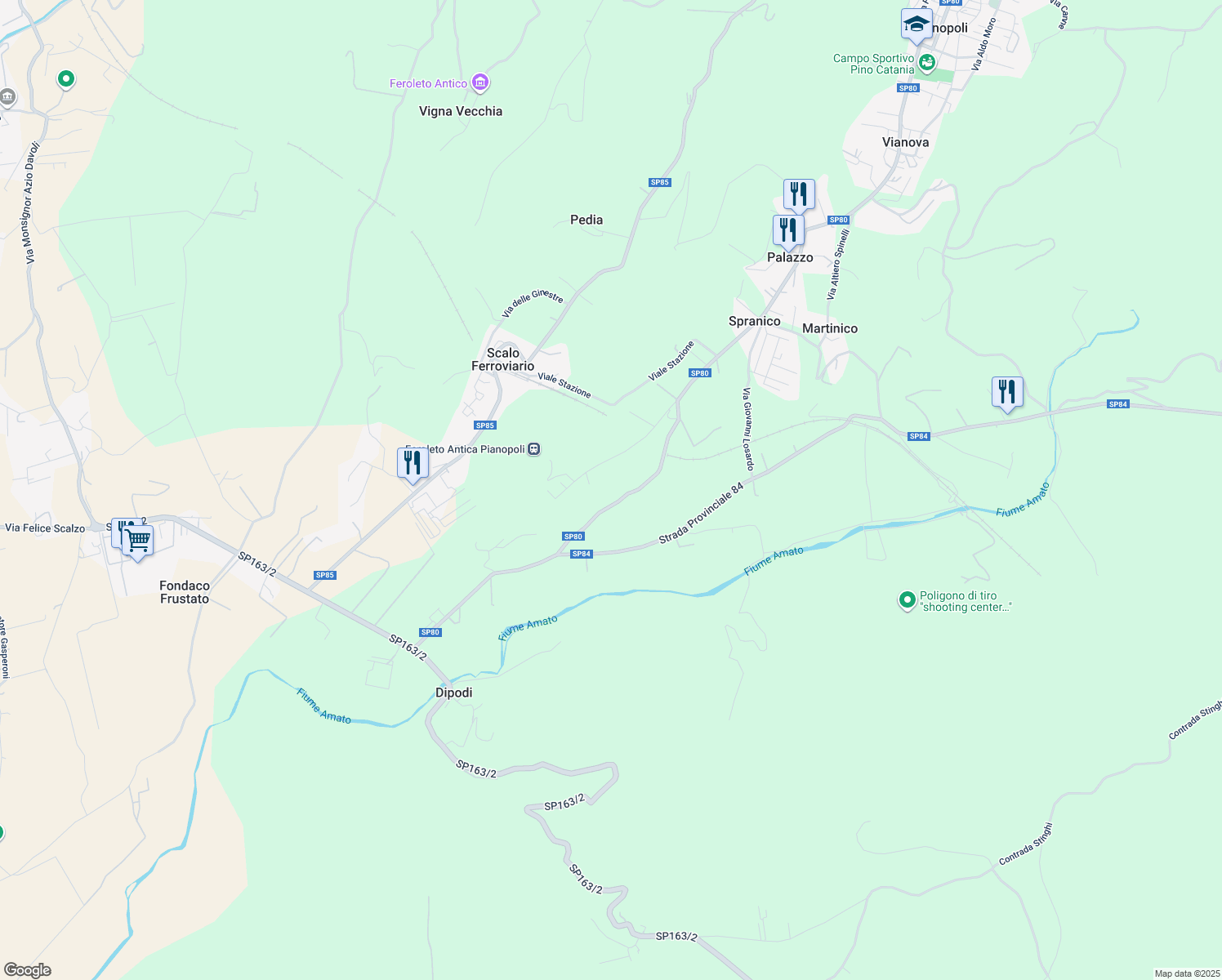 map of restaurants, bars, coffee shops, grocery stores, and more near 54 Contrada Scranico in Provincia di Catanzaro