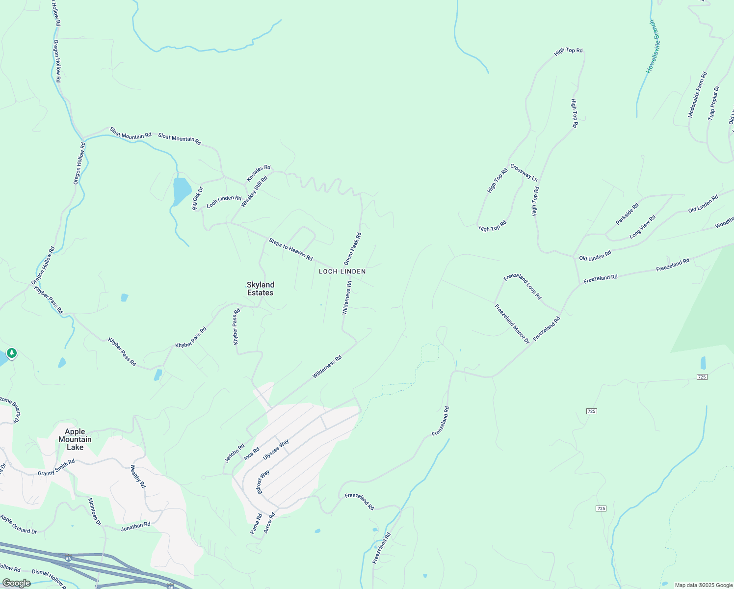 map of restaurants, bars, coffee shops, grocery stores, and more near 998 Wilderness Road in Linden