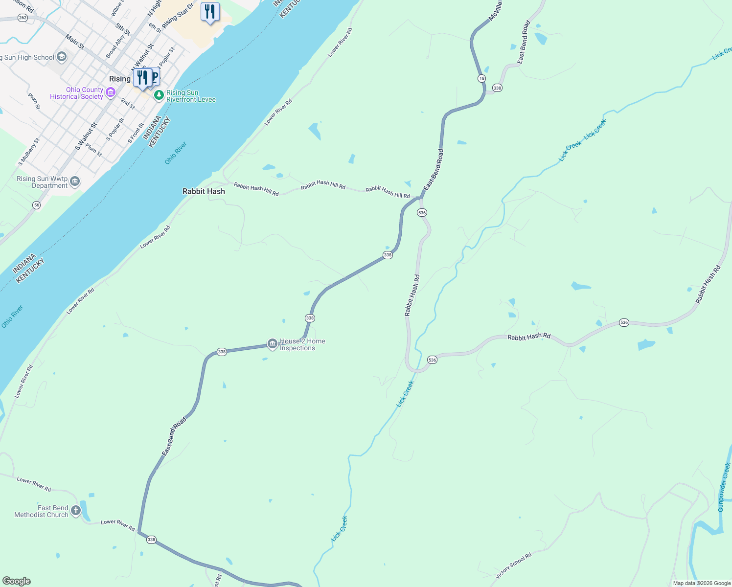 map of restaurants, bars, coffee shops, grocery stores, and more near 10438 East Bend Road in Union