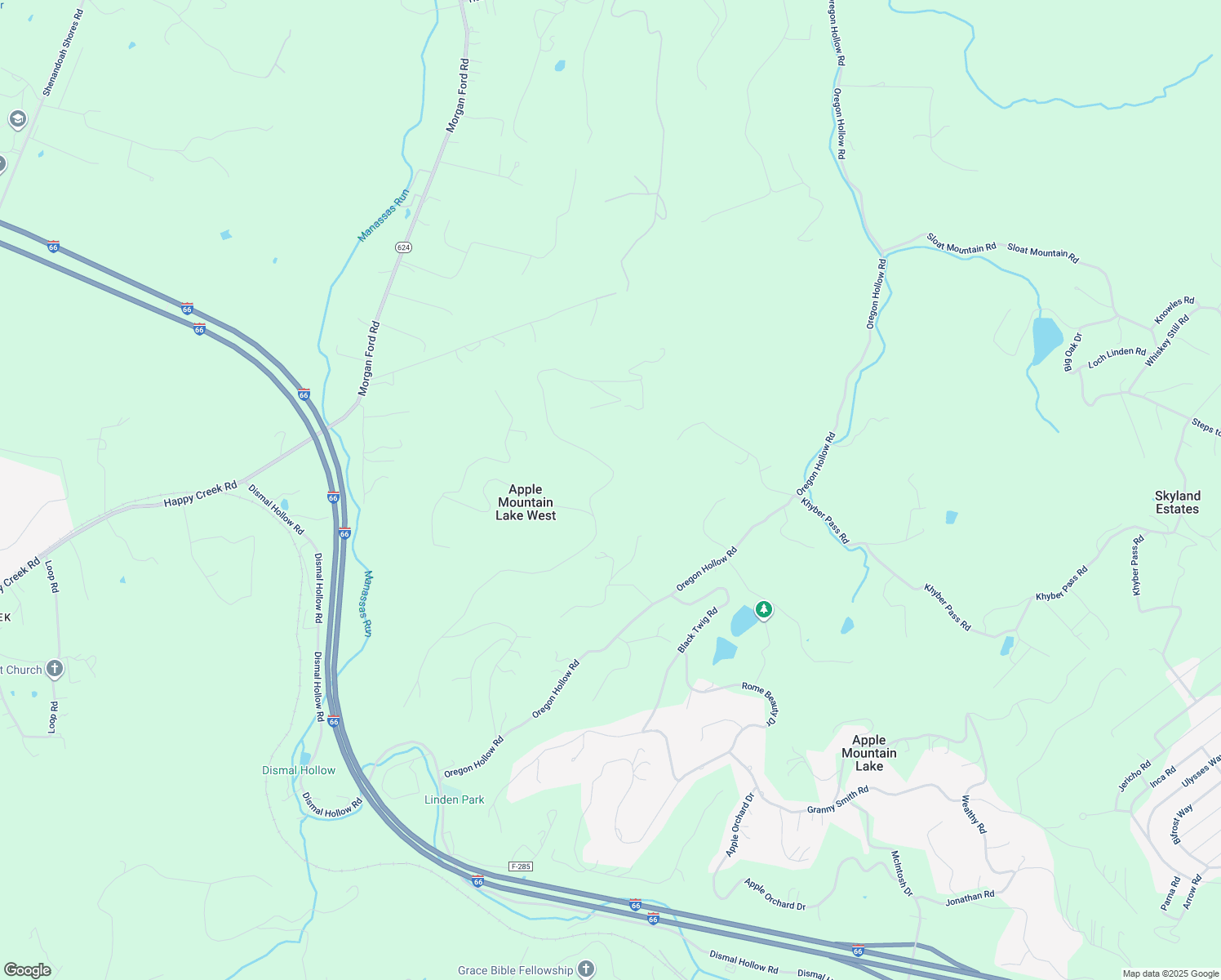 map of restaurants, bars, coffee shops, grocery stores, and more near 962 Applewood Drive in Front Royal