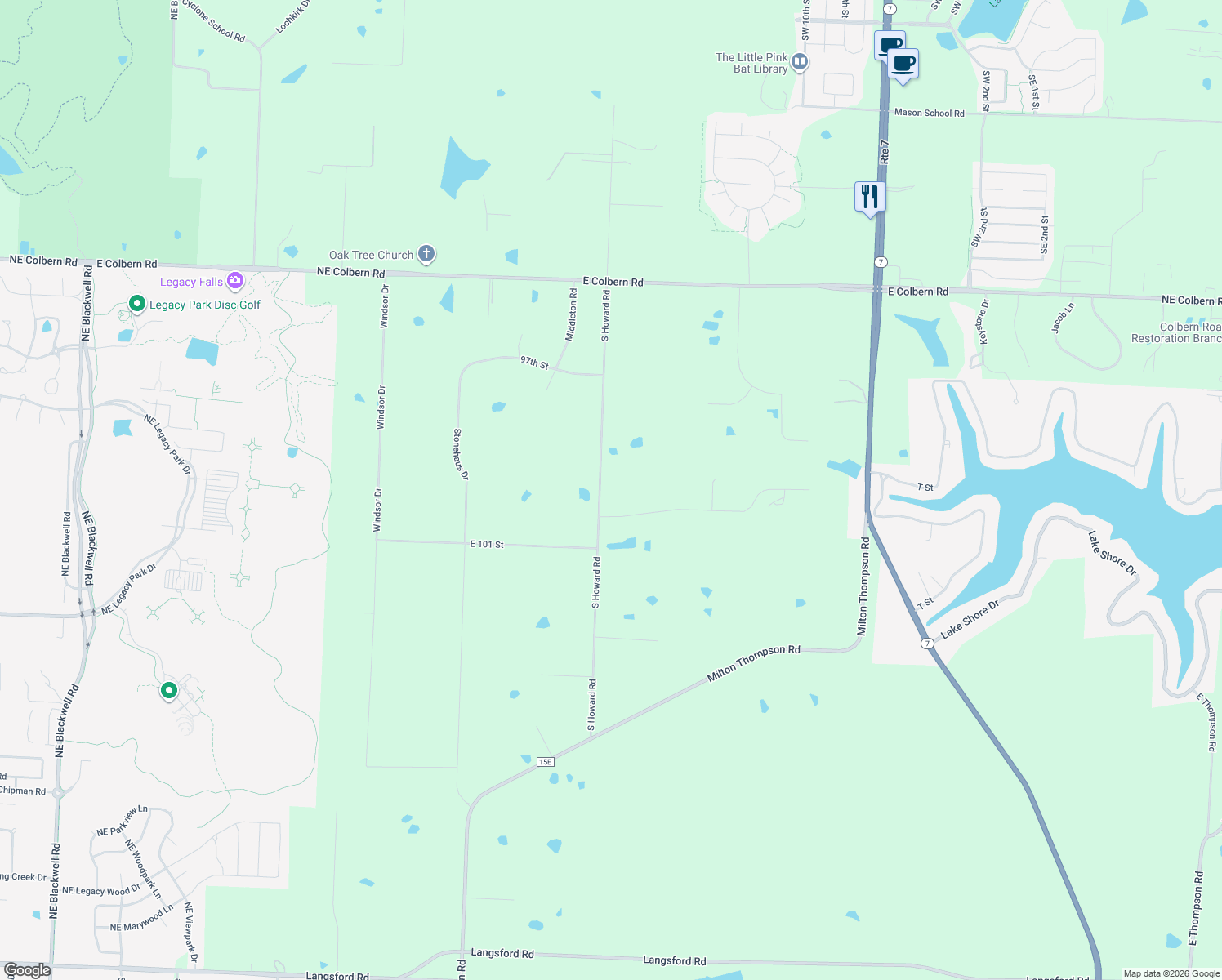 map of restaurants, bars, coffee shops, grocery stores, and more near 9919 Howard Road in Lee's Summit