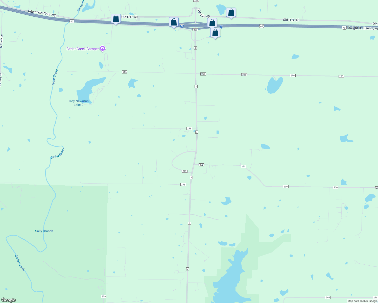 map of restaurants, bars, coffee shops, grocery stores, and more near 3482 County Road 222 in Fulton