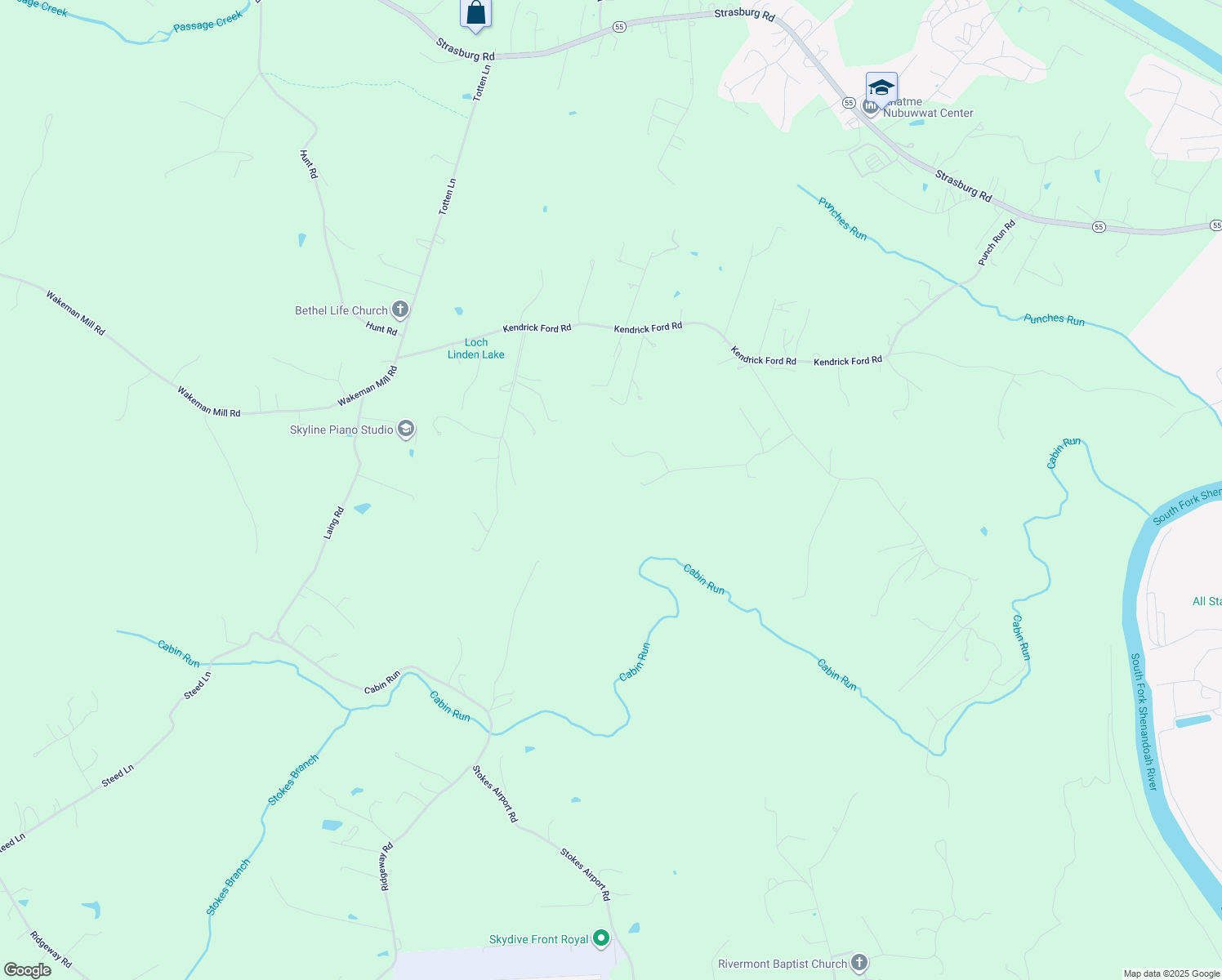 map of restaurants, bars, coffee shops, grocery stores, and more near 481 Timber Ridge Drive in Front Royal