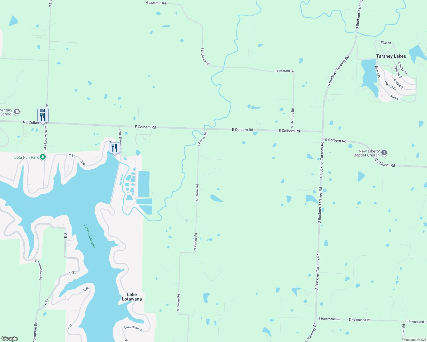 map of restaurants, bars, coffee shops, grocery stores, and more near 9701 South Perdue Road in Grain Valley