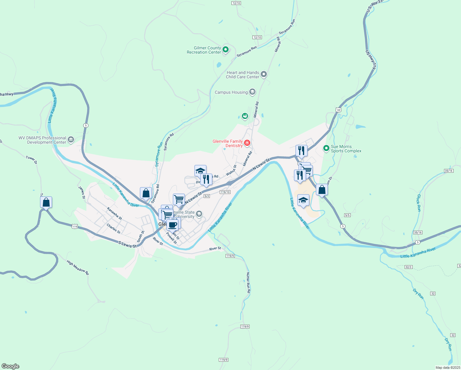 map of restaurants, bars, coffee shops, grocery stores, and more near 394 County Route 119/10 in Glenville