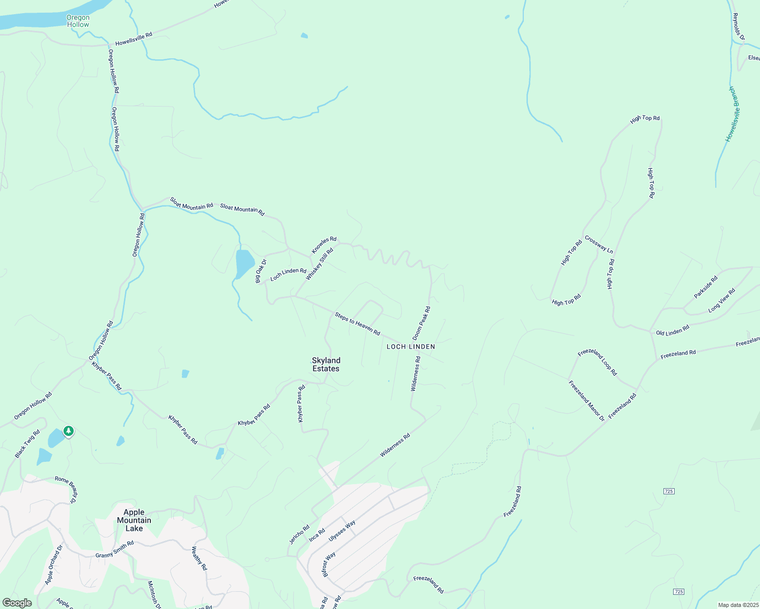 map of restaurants, bars, coffee shops, grocery stores, and more near 94 Banshee Lane in Skyland Estates
