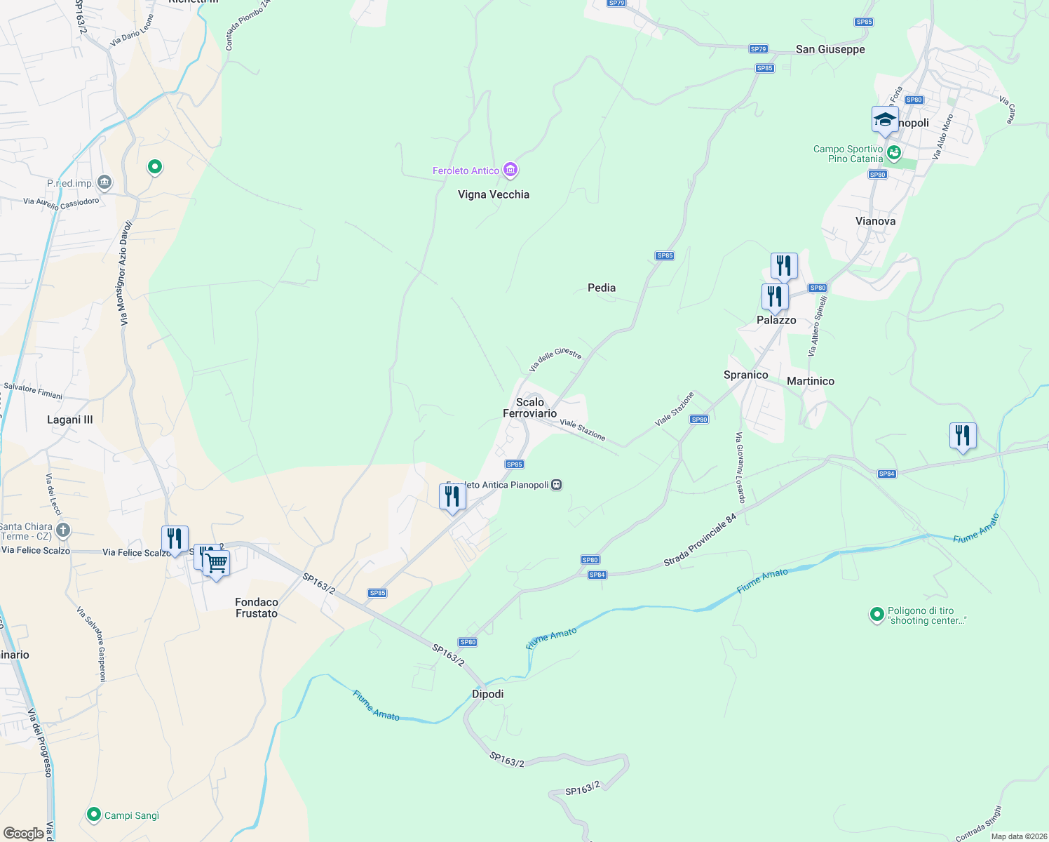 map of restaurants, bars, coffee shops, grocery stores, and more near 371 Via Masserie in Provincia di Catanzaro