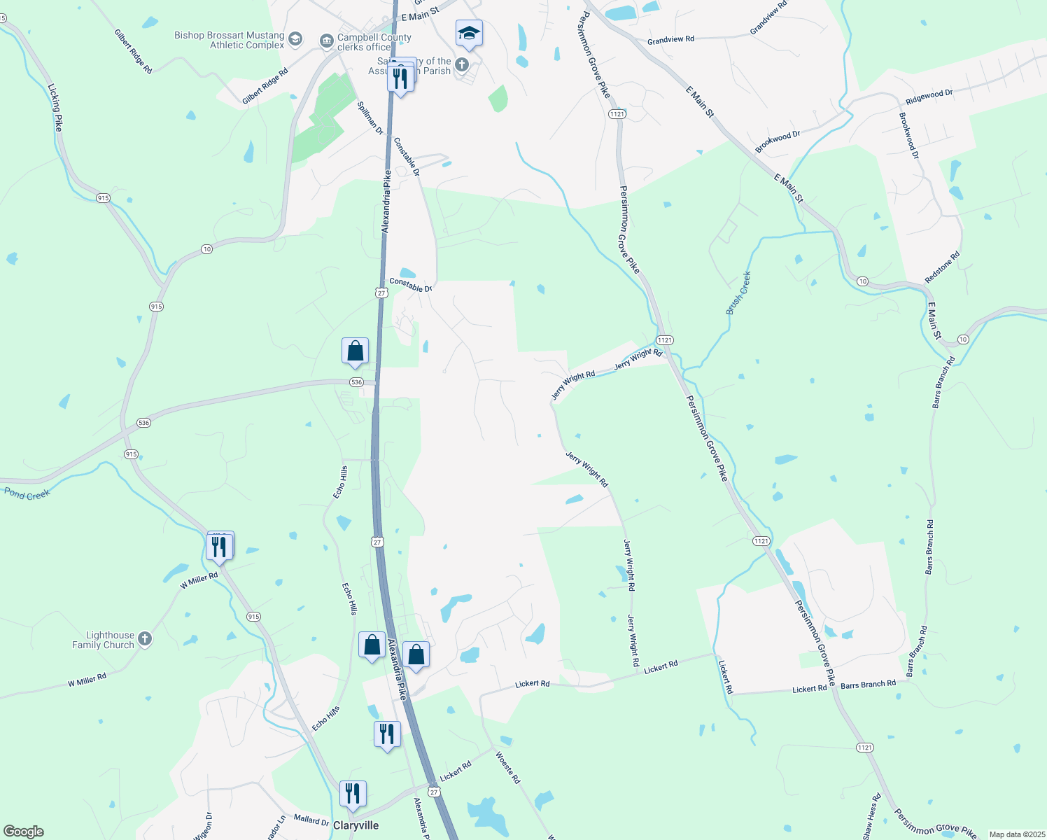 map of restaurants, bars, coffee shops, grocery stores, and more near 119 Hunters Hill in Alexandria