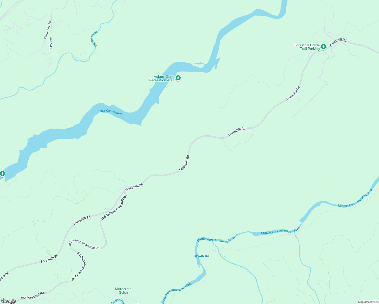 map of restaurants, bars, coffee shops, grocery stores, and more near 15540 Foresthill Road in Foresthill