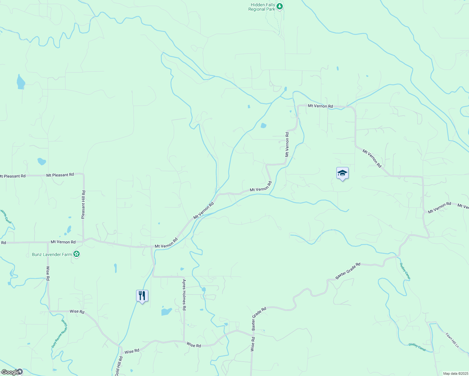 map of restaurants, bars, coffee shops, grocery stores, and more near 7045 Mount Vernon Road in Auburn
