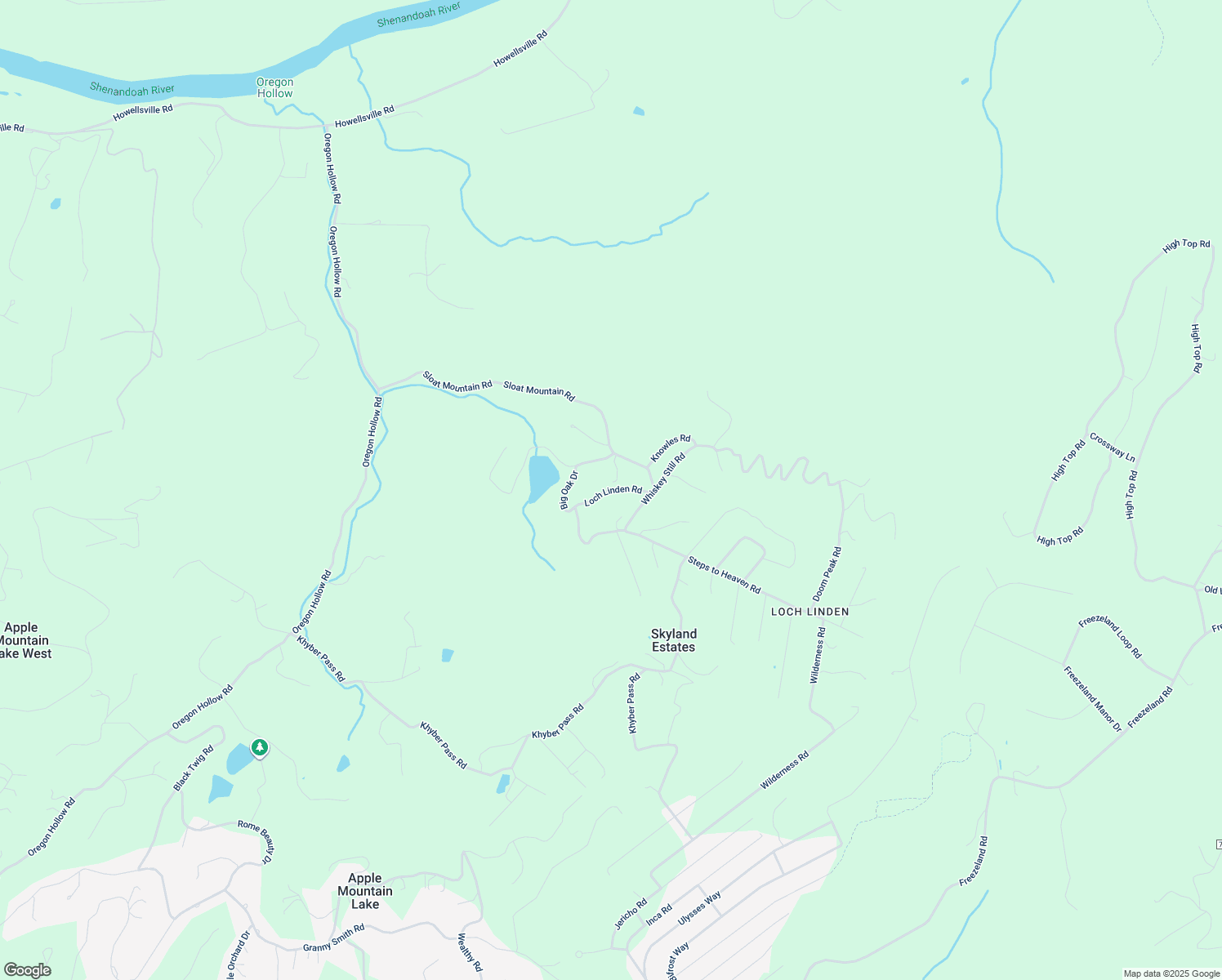 map of restaurants, bars, coffee shops, grocery stores, and more near Loch Linden Road in Skyland Estates