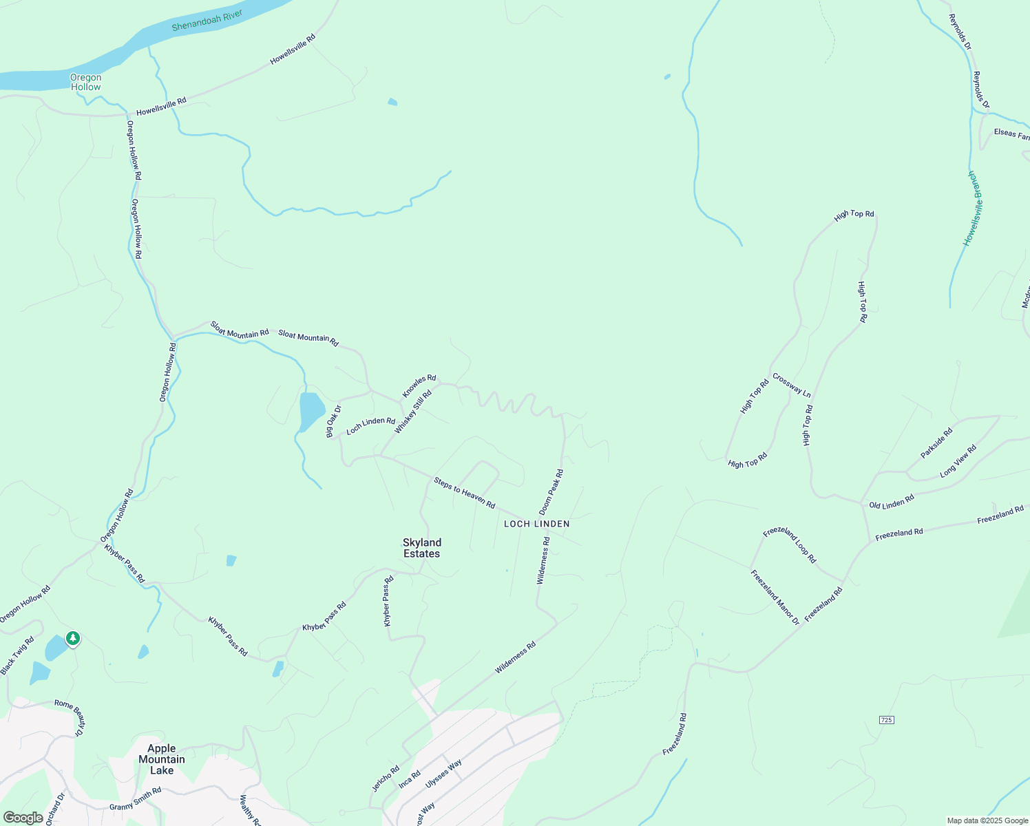 map of restaurants, bars, coffee shops, grocery stores, and more near Doom Peak Road in Linden