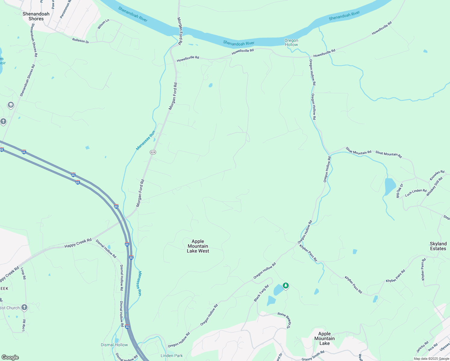 map of restaurants, bars, coffee shops, grocery stores, and more near 676 Ellen Drive in Front Royal