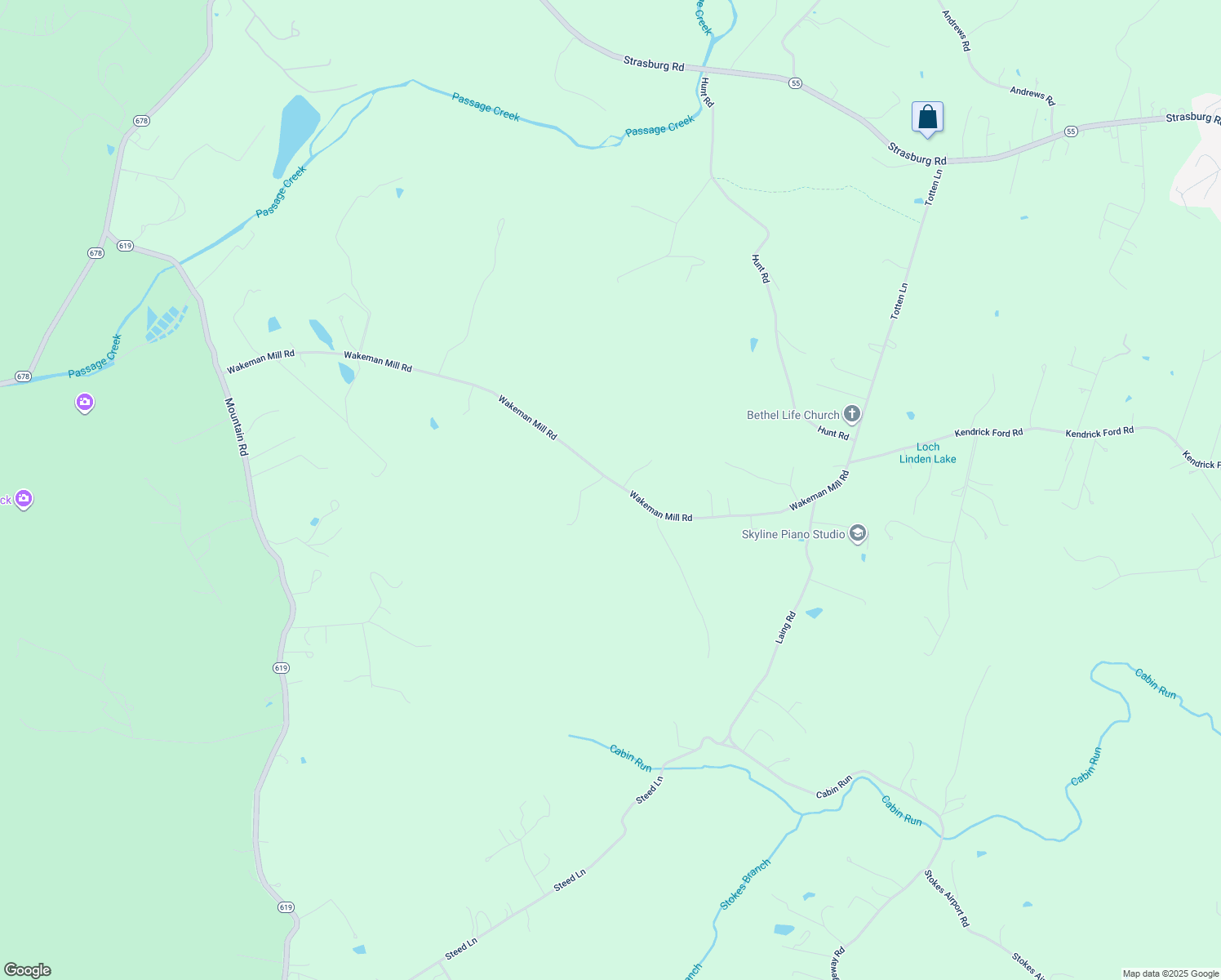 map of restaurants, bars, coffee shops, grocery stores, and more near 1332 Wakeman Mill Road in Front Royal