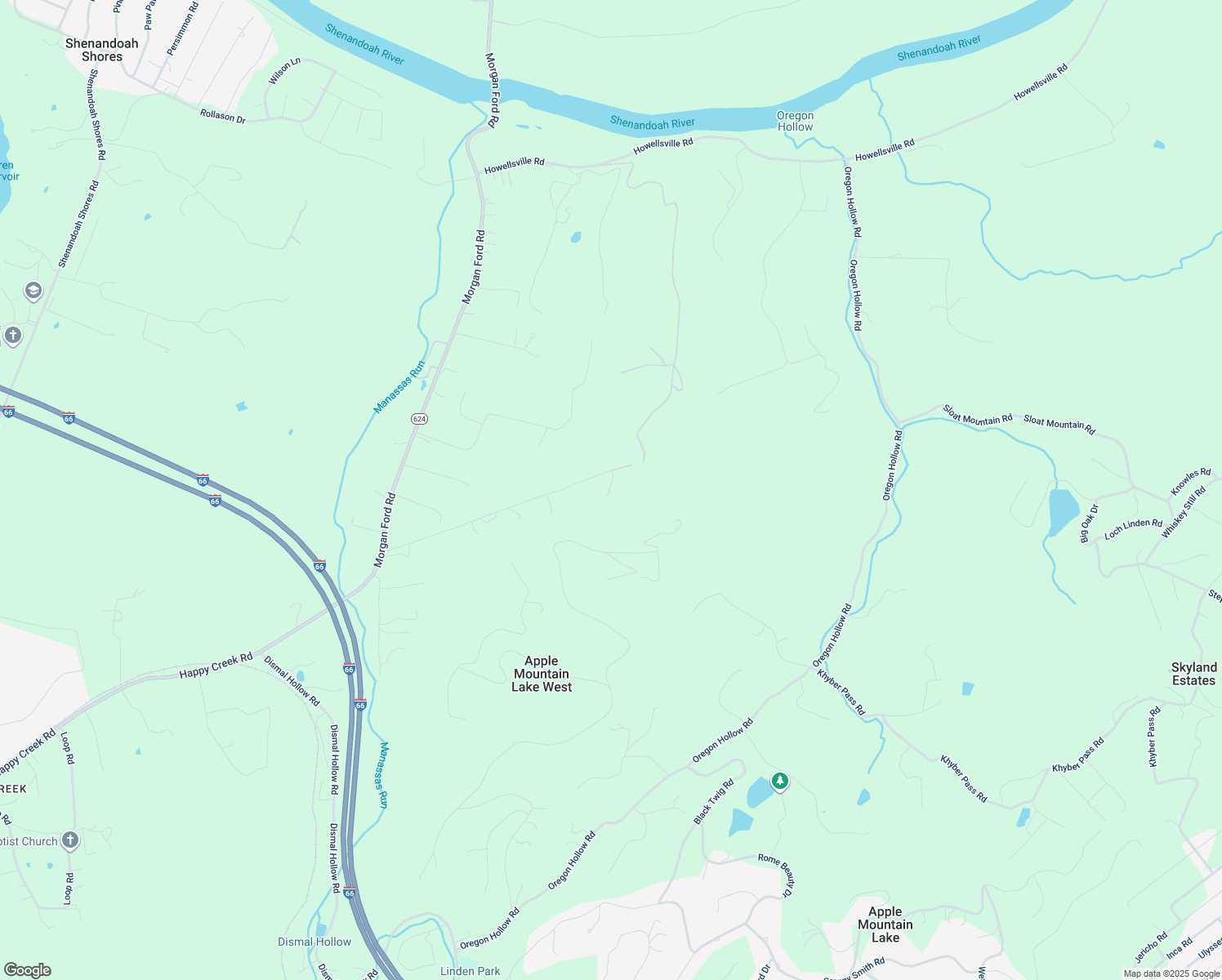 map of restaurants, bars, coffee shops, grocery stores, and more near 676 Ellen Drive in Front Royal
