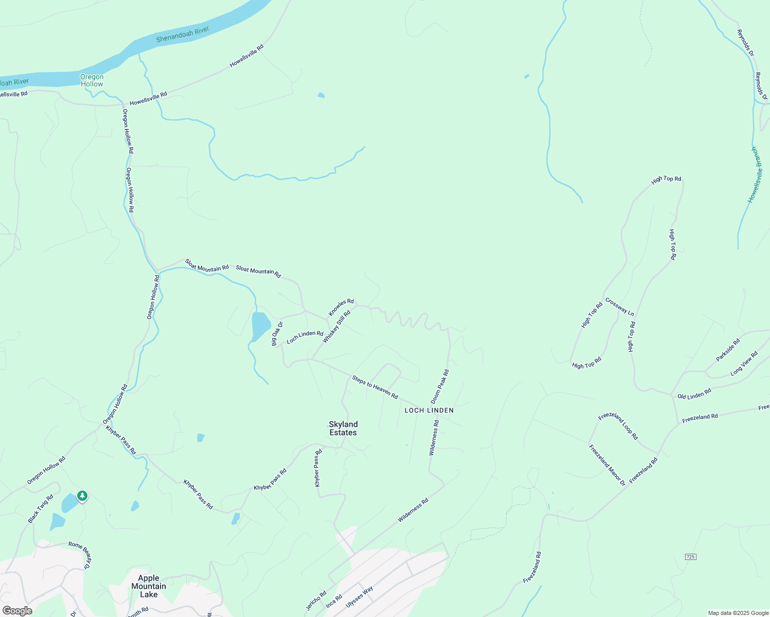 map of restaurants, bars, coffee shops, grocery stores, and more near Doom Peak Road in Linden