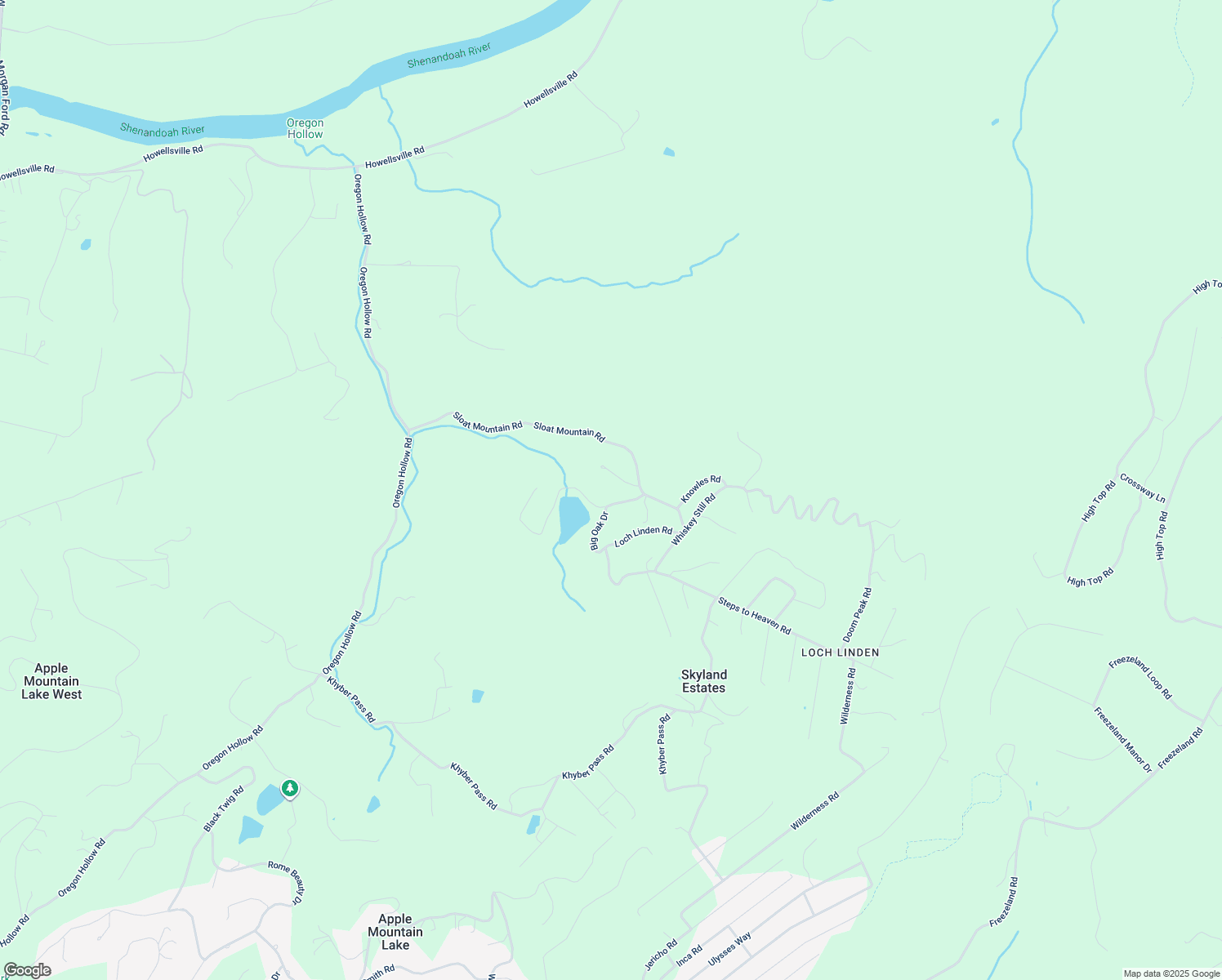 map of restaurants, bars, coffee shops, grocery stores, and more near Harrison Lane in Skyland Estates