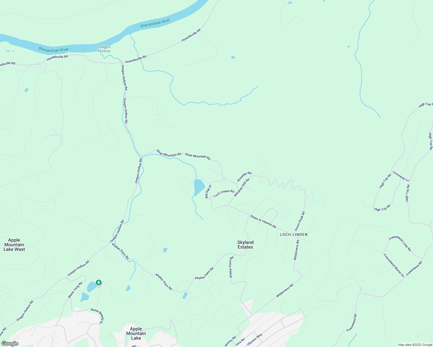 map of restaurants, bars, coffee shops, grocery stores, and more near Harrison Lane in Skyland Estates