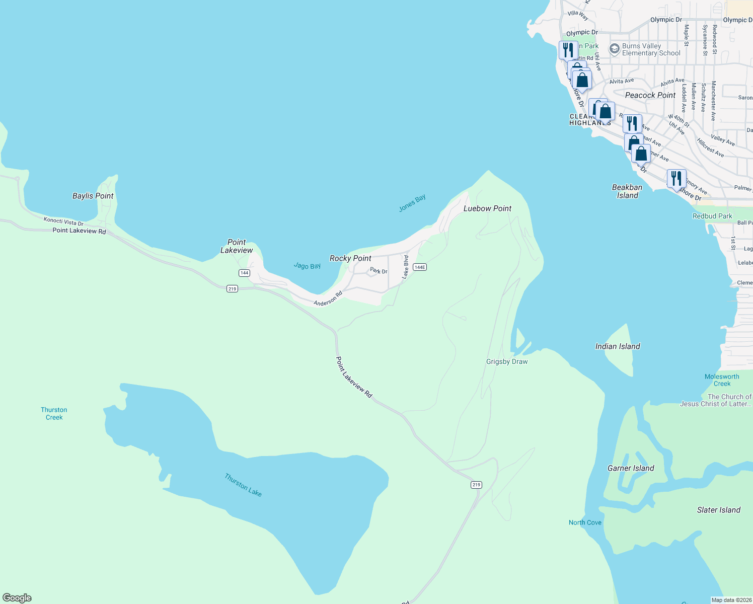 map of restaurants, bars, coffee shops, grocery stores, and more near 13069 Anderson Road in Lower Lake