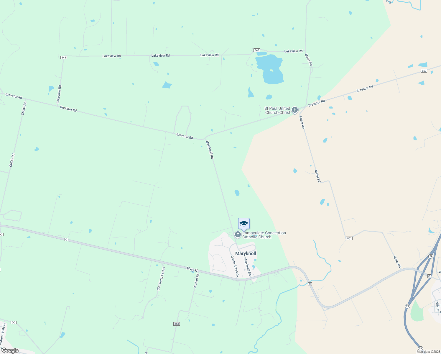 map of restaurants, bars, coffee shops, grocery stores, and more near 274 Maryknoll Road in Old Monroe