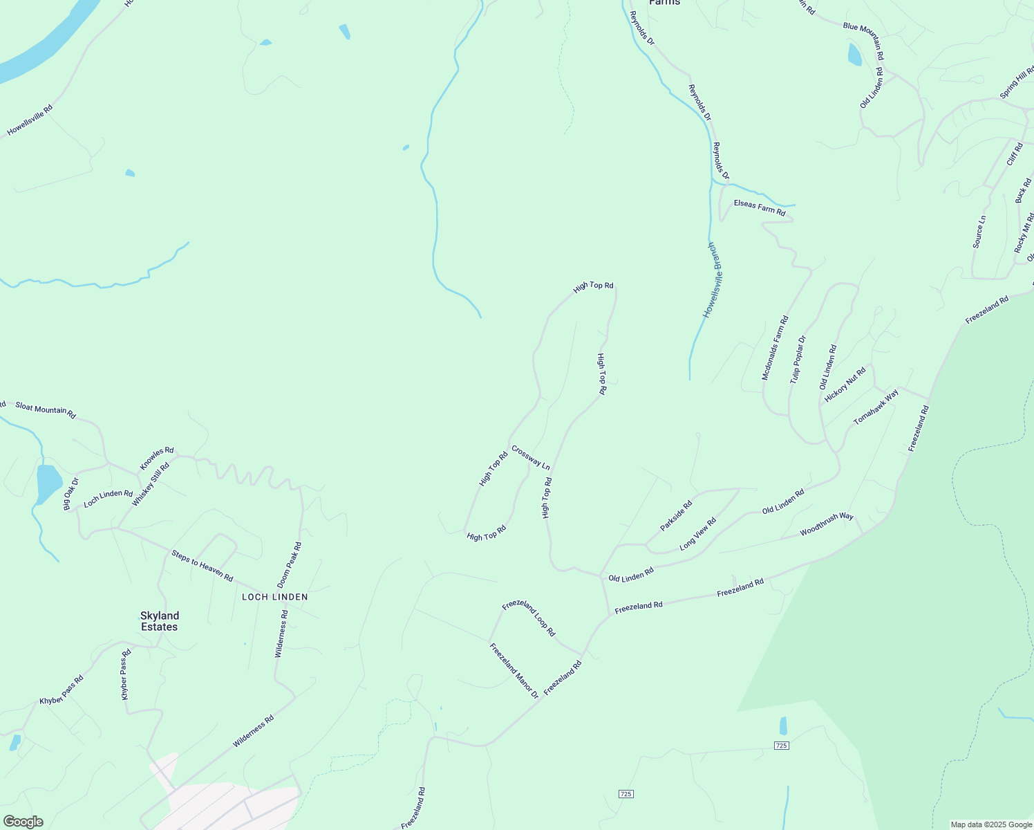 map of restaurants, bars, coffee shops, grocery stores, and more near 1960 High Top Road in Shenandoah Farms