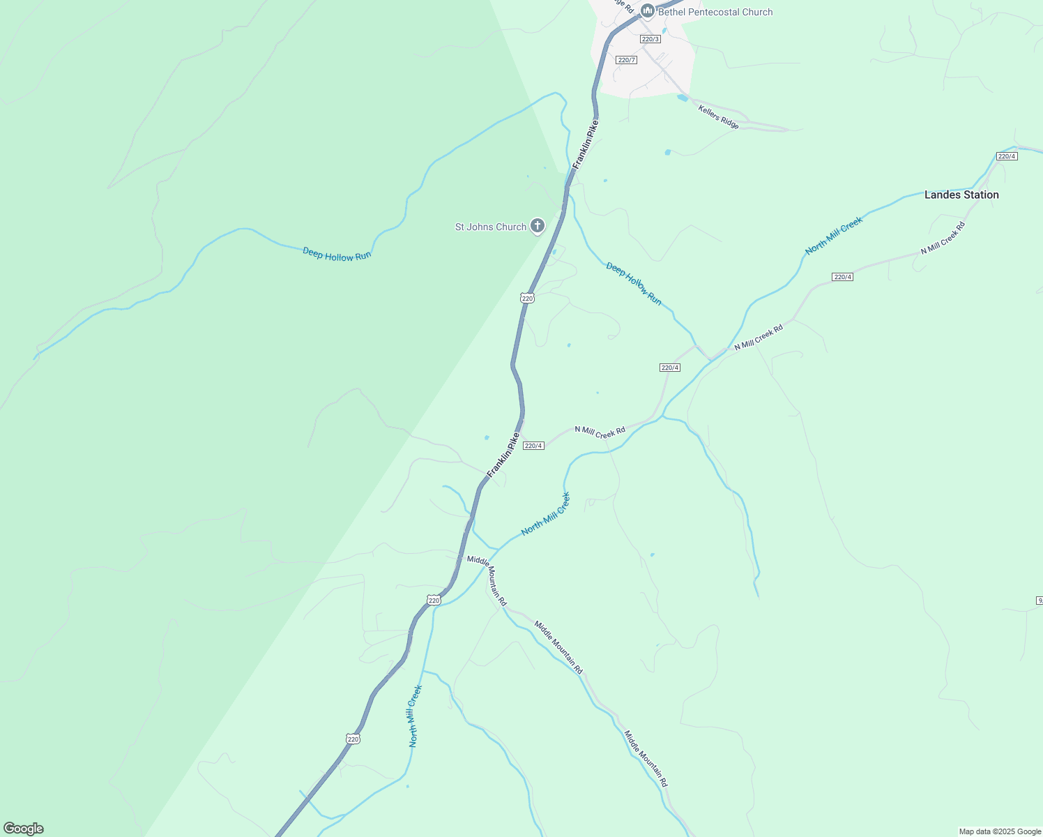 map of restaurants, bars, coffee shops, grocery stores, and more near U.S. 220 in Petersburg