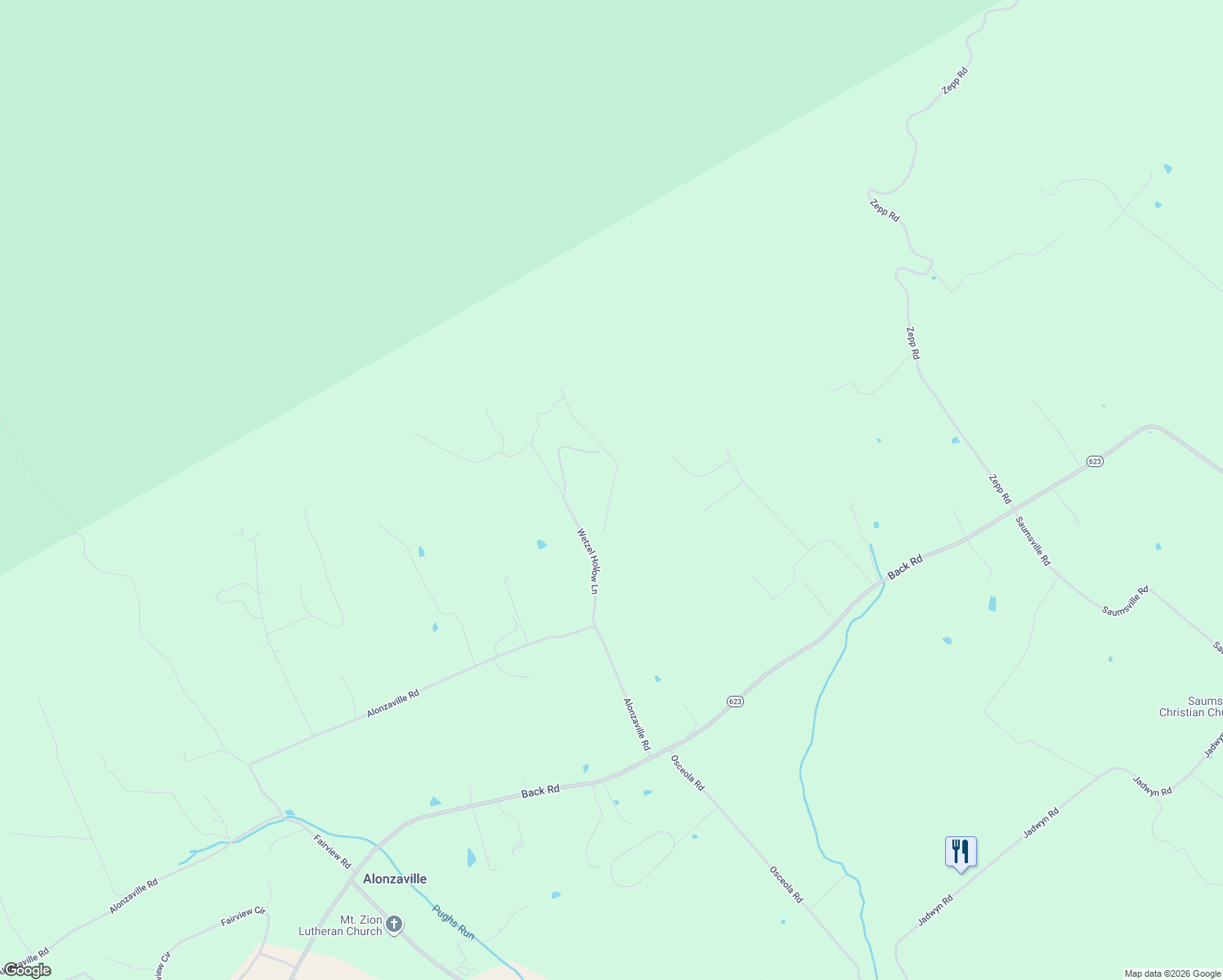 map of restaurants, bars, coffee shops, grocery stores, and more near 60 Tri States Lane in Maurertown
