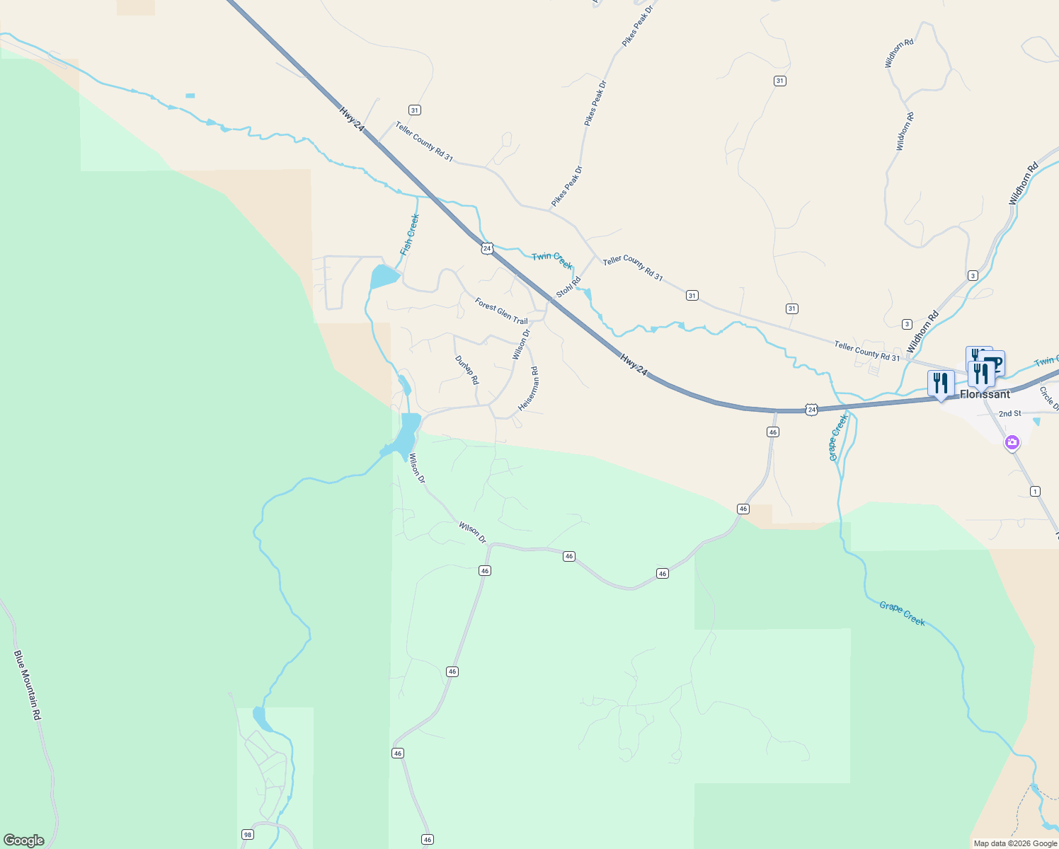 map of restaurants, bars, coffee shops, grocery stores, and more near 94 Pickens Road in Florissant