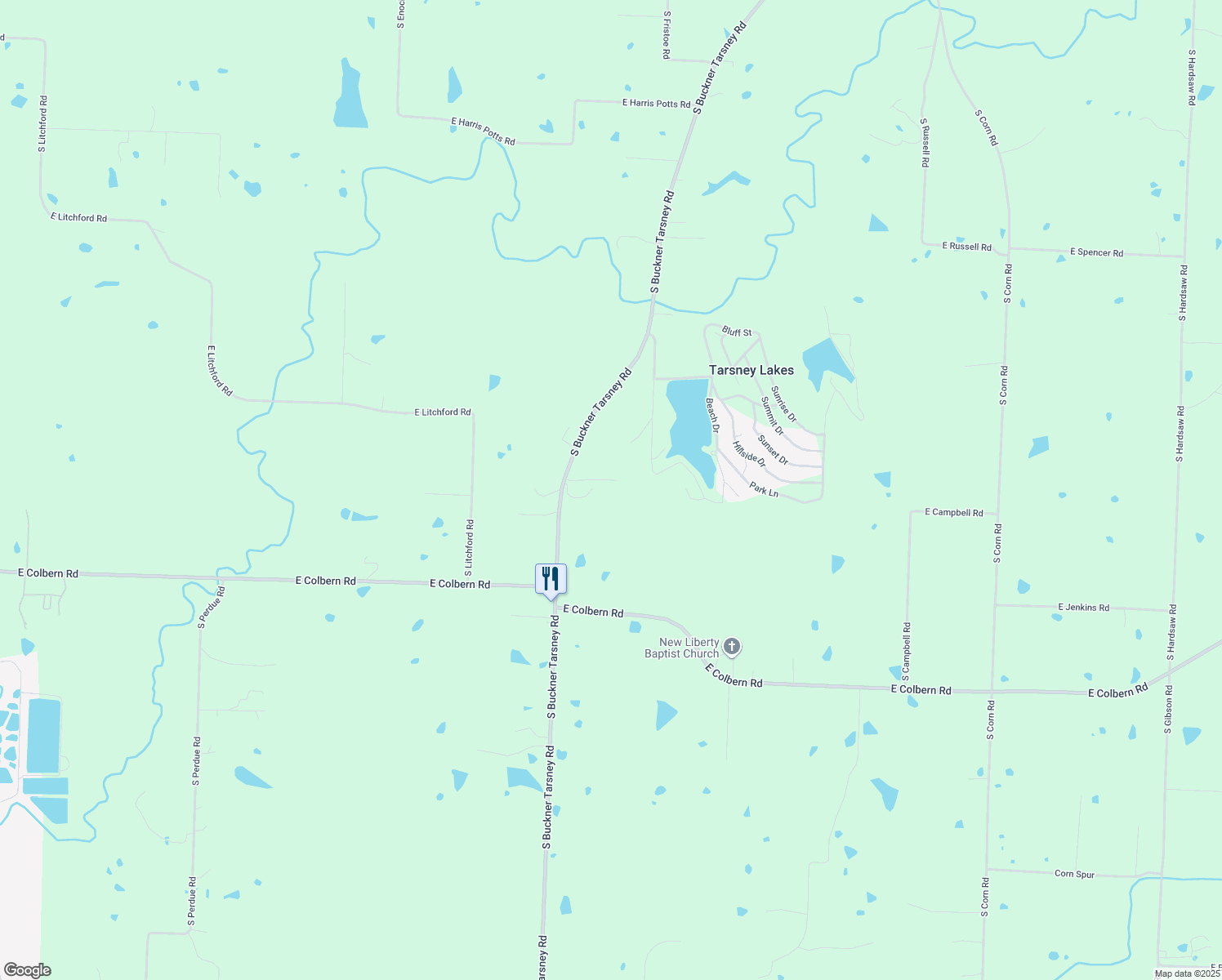 map of restaurants, bars, coffee shops, grocery stores, and more near 9221 South Buckner Tarsney Road in Oak Grove