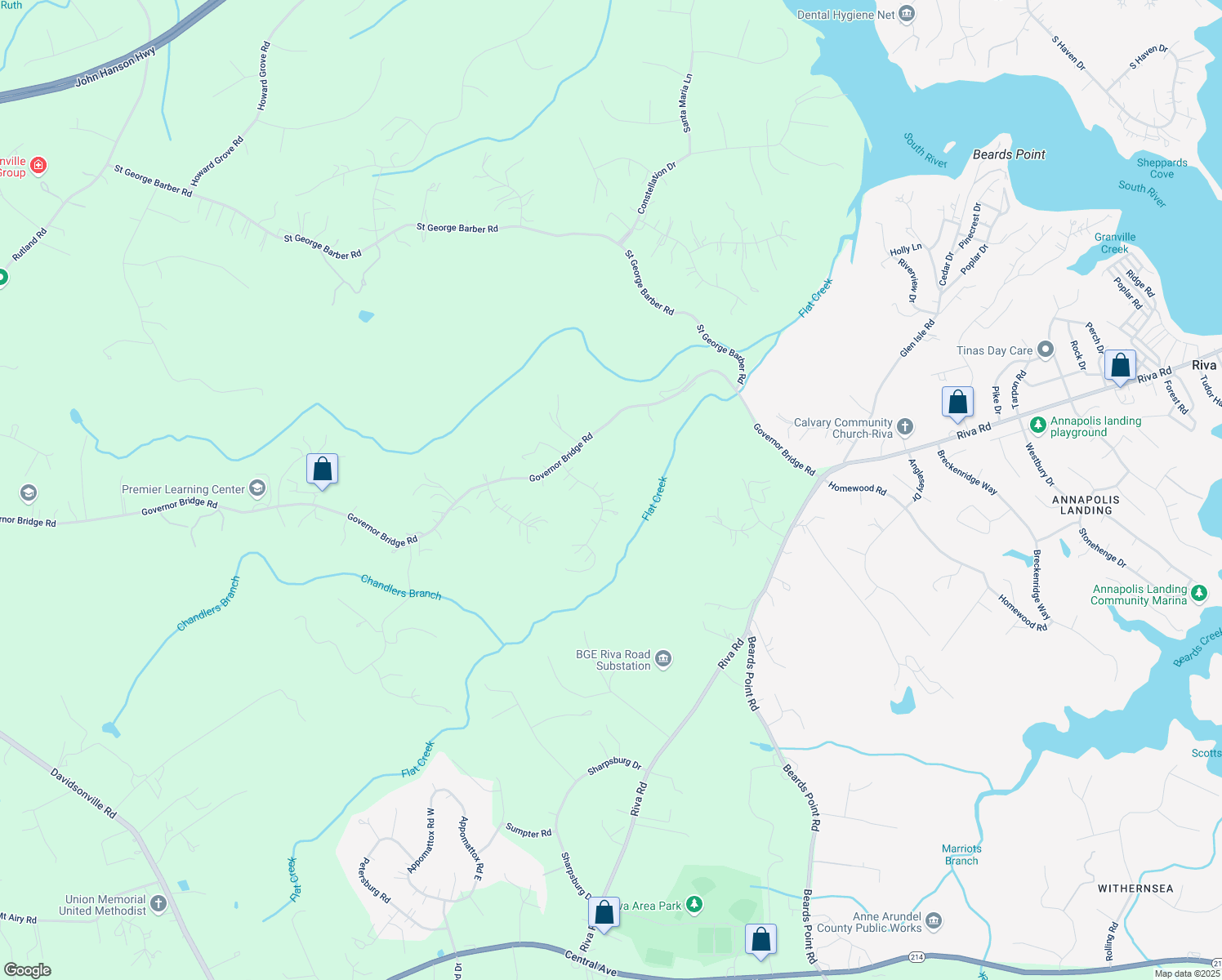 map of restaurants, bars, coffee shops, grocery stores, and more near 3313 Strawberry Run in Davidsonville