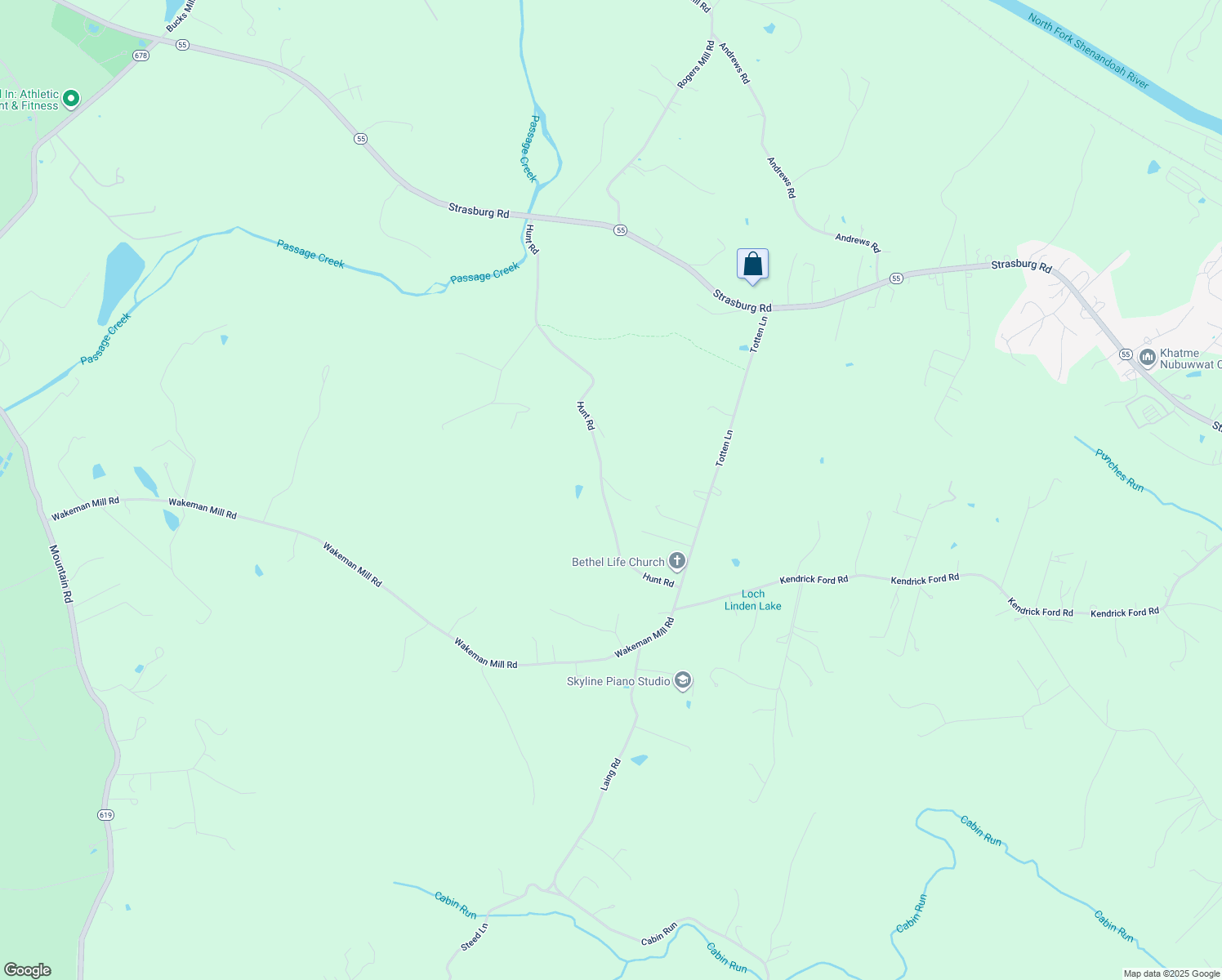map of restaurants, bars, coffee shops, grocery stores, and more near 380 Hunt Road in Front Royal