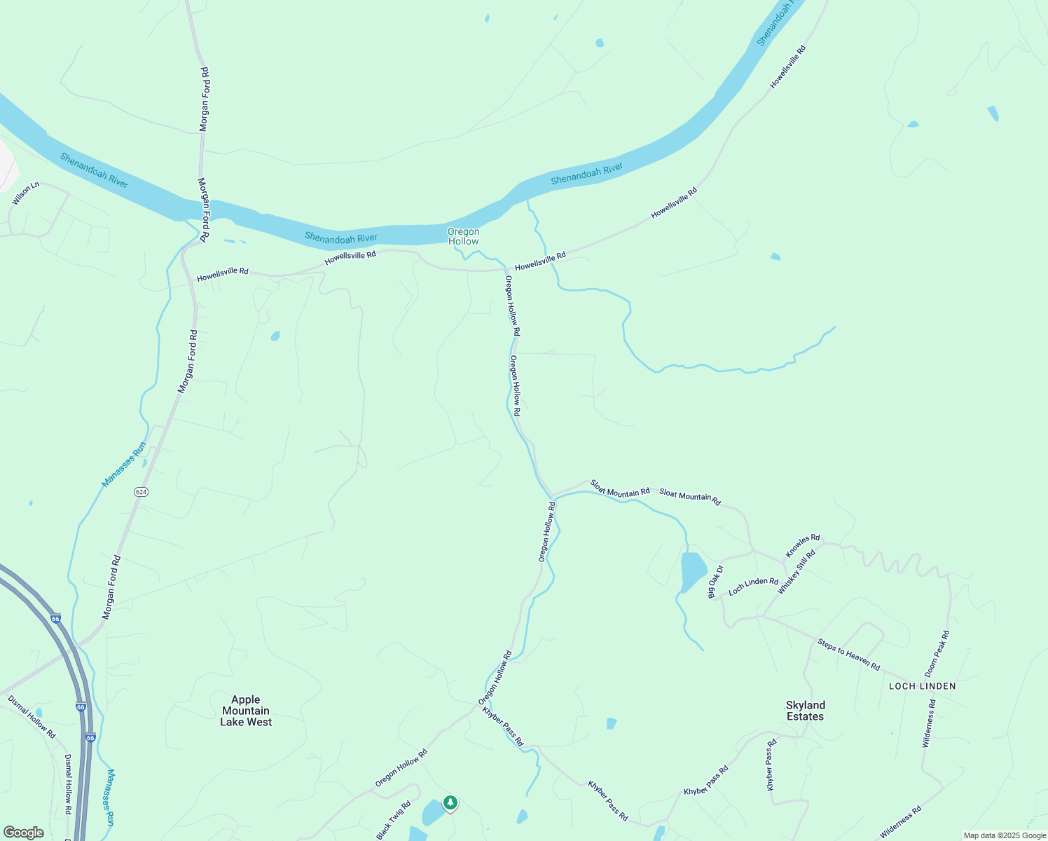 map of restaurants, bars, coffee shops, grocery stores, and more near 2334 Oregon Hollow Road in Front Royal