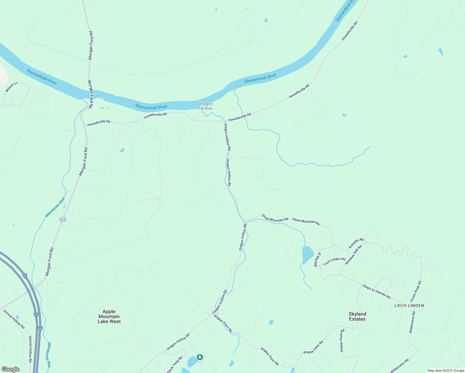 map of restaurants, bars, coffee shops, grocery stores, and more near 2334 Oregon Hollow Road in Front Royal