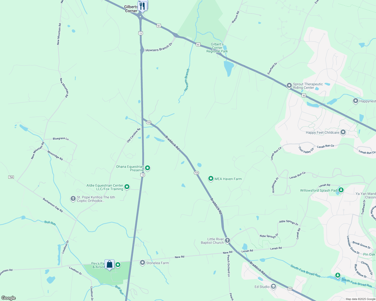 map of restaurants, bars, coffee shops, grocery stores, and more near 24082 Laceys Tavern Court in Aldie