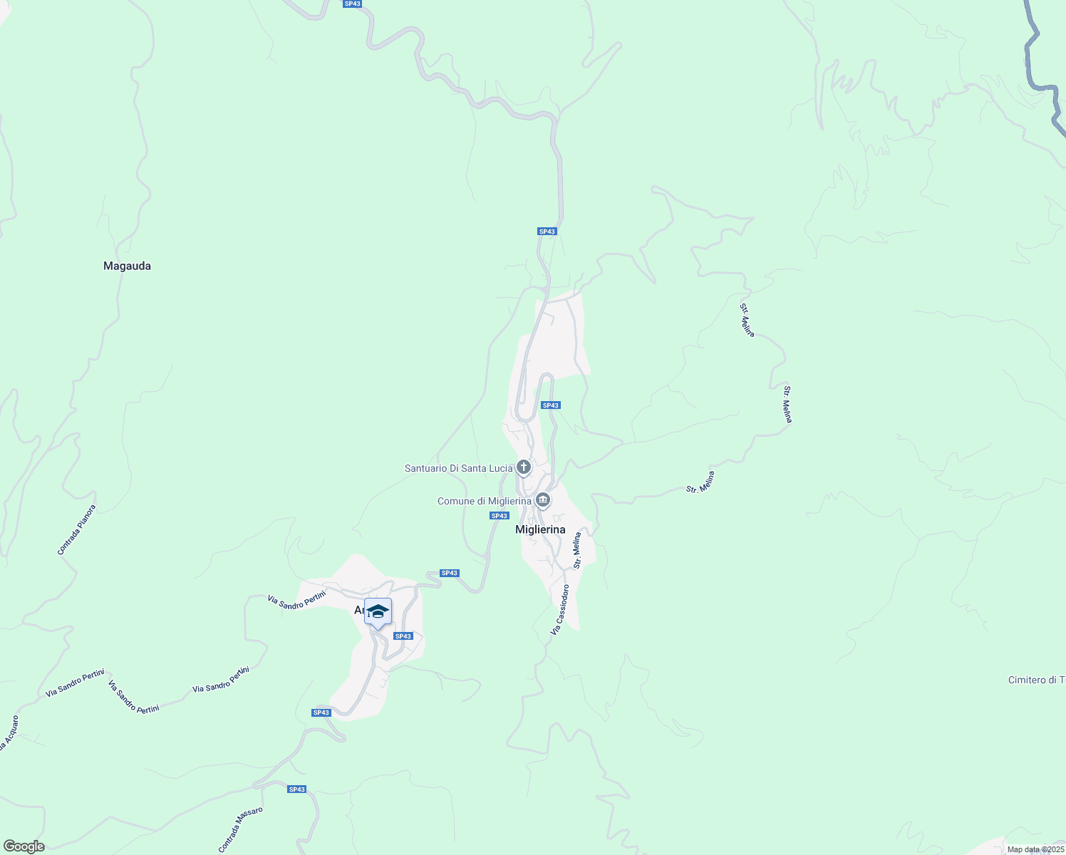 map of restaurants, bars, coffee shops, grocery stores, and more near 80 Via Dante Alighieri in Miglierina