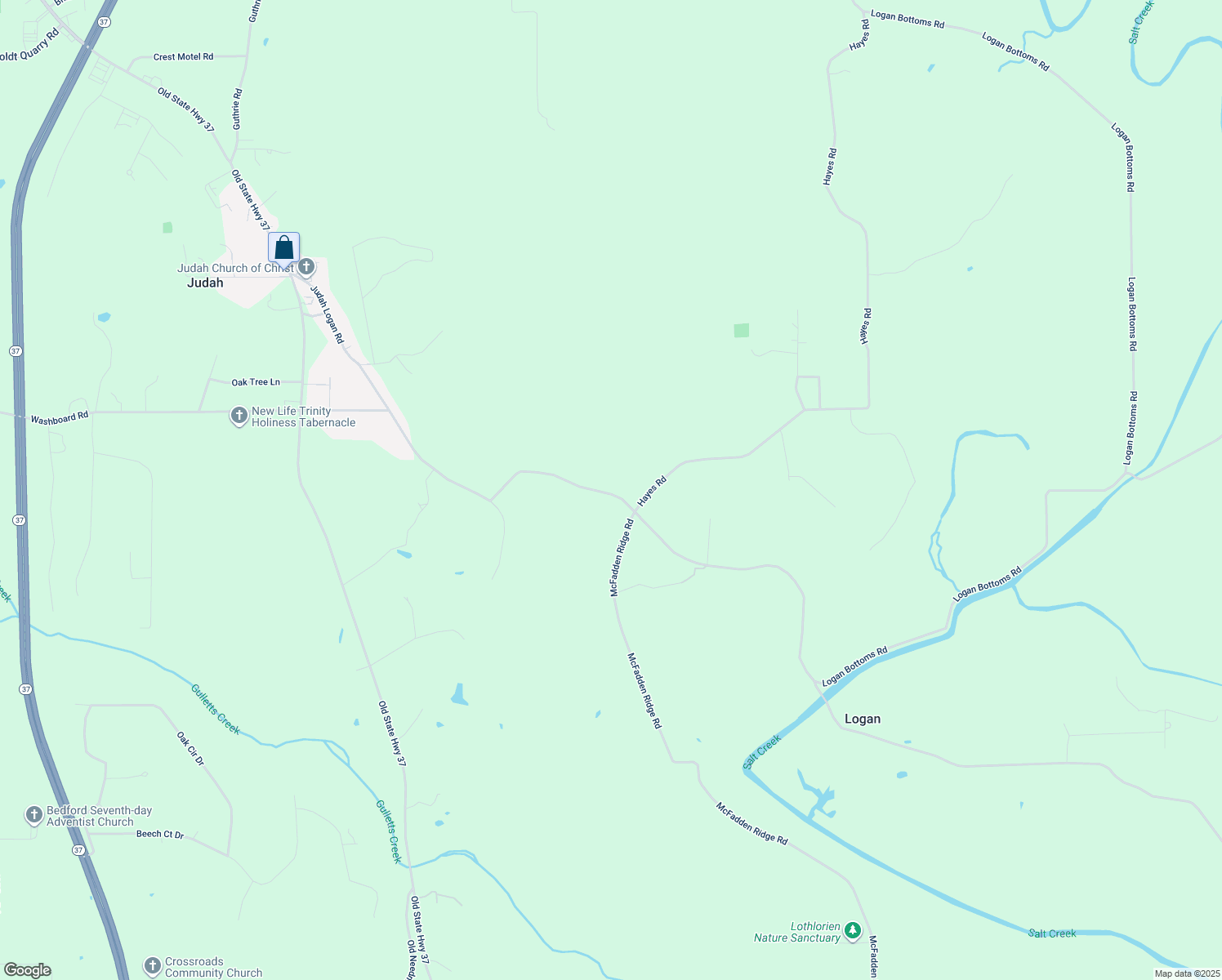 map of restaurants, bars, coffee shops, grocery stores, and more near 1267 Judah Logan Road in Bedford