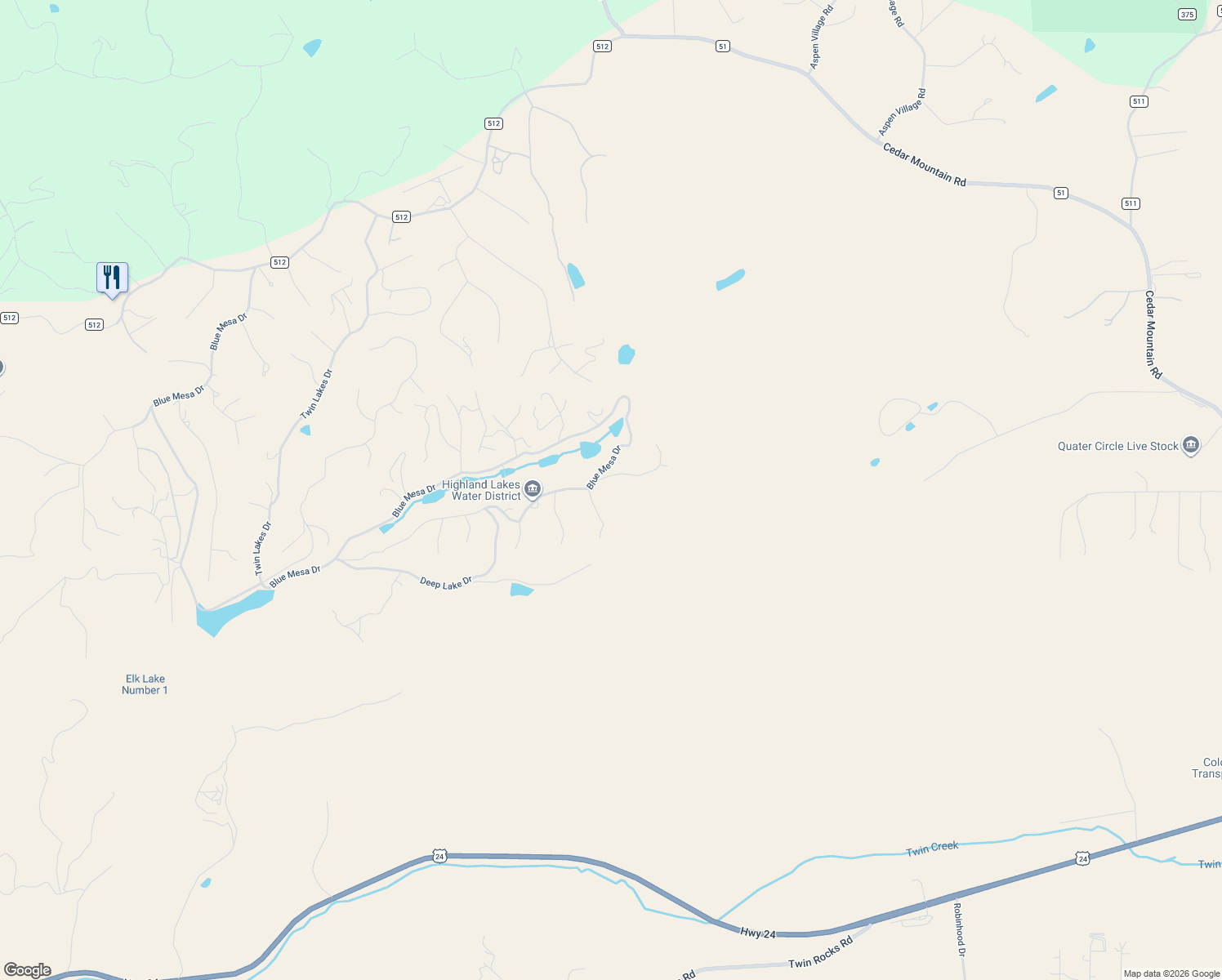 map of restaurants, bars, coffee shops, grocery stores, and more near 61 Waldon Lake Circle in Divide