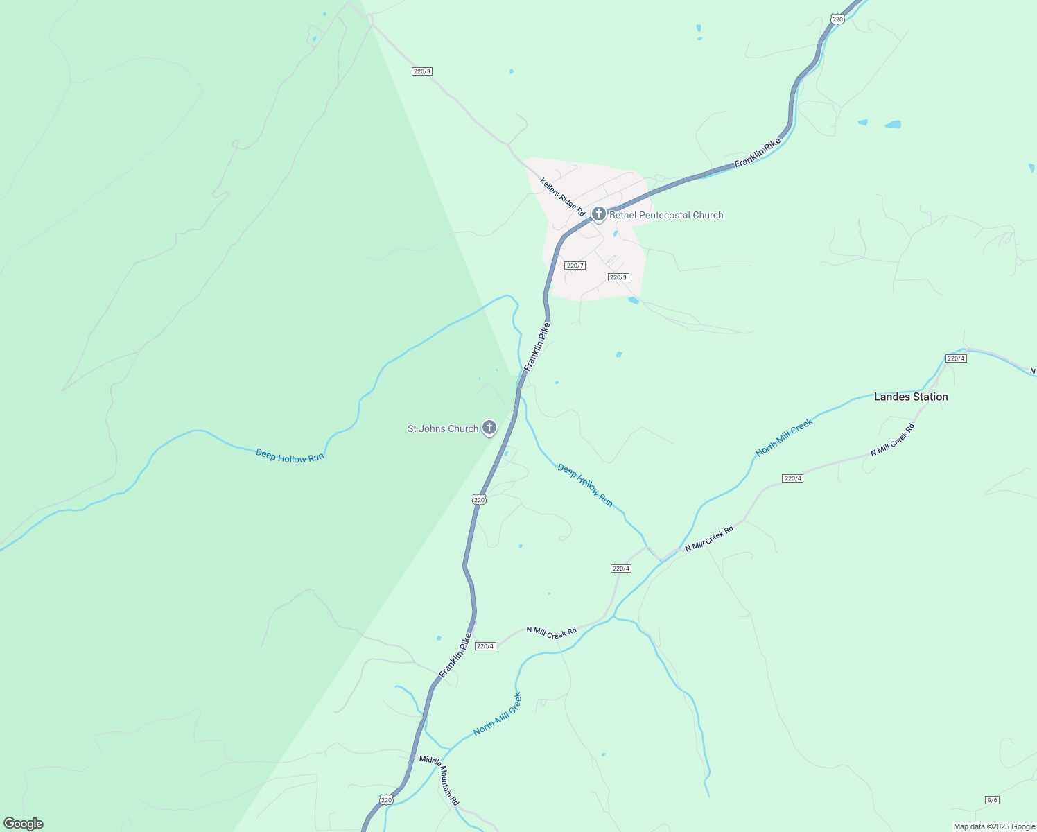 map of restaurants, bars, coffee shops, grocery stores, and more near 3222 Franklin Pike in Petersburg
